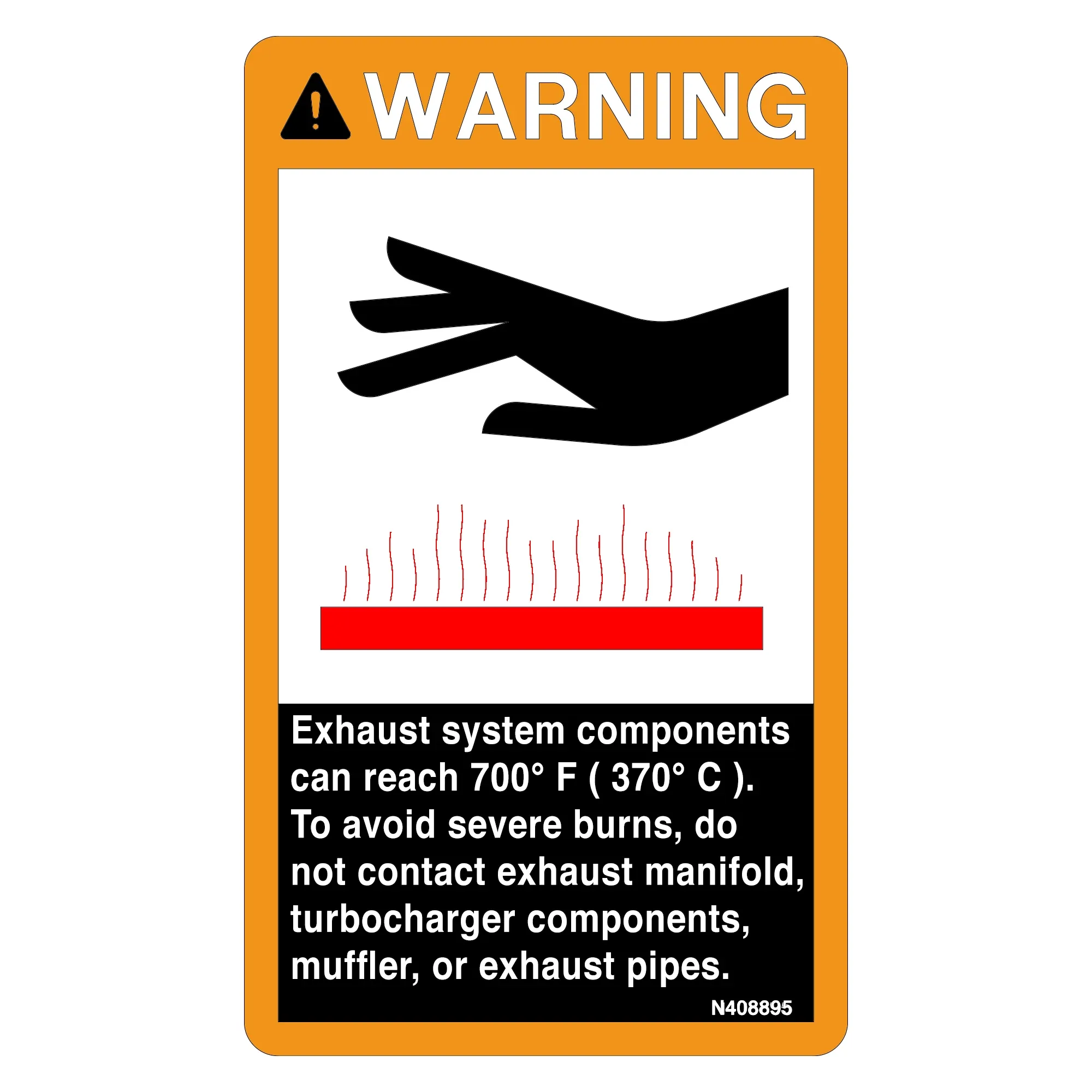 John Deere Exhaust Heat Warning, Label - N408895