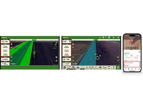 Displays showing Grain Harvest Weight Sharing screens
