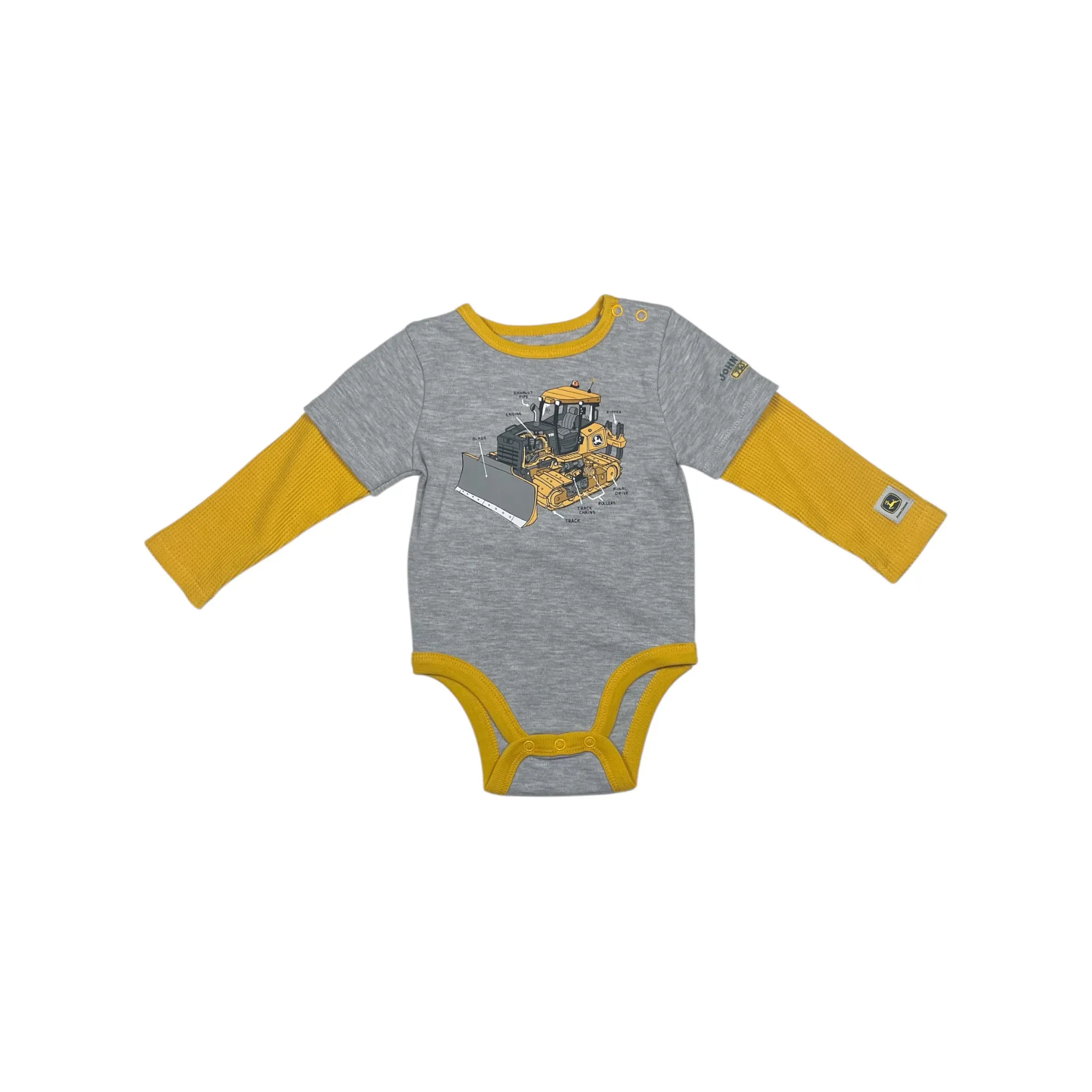 Infant Bulldozer Bodyshirt with Layered Sleeves