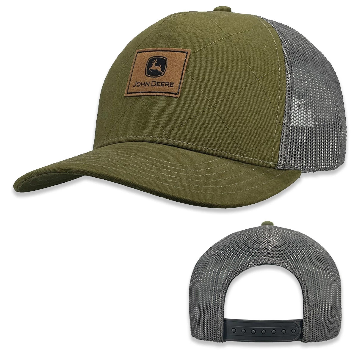 Quilted Olive Canvas Trucker Hat