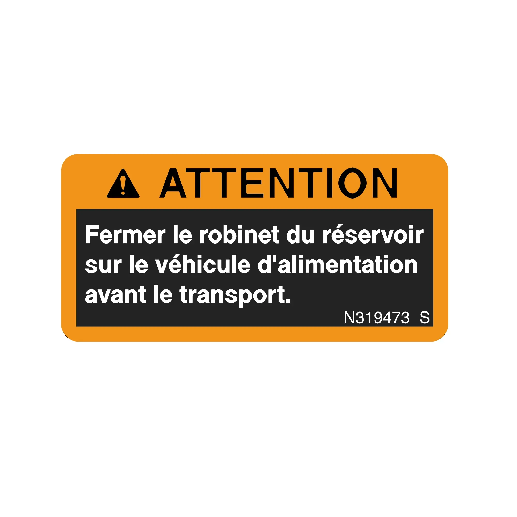 John Deere Safety Sign, Caution Label, French - N319473