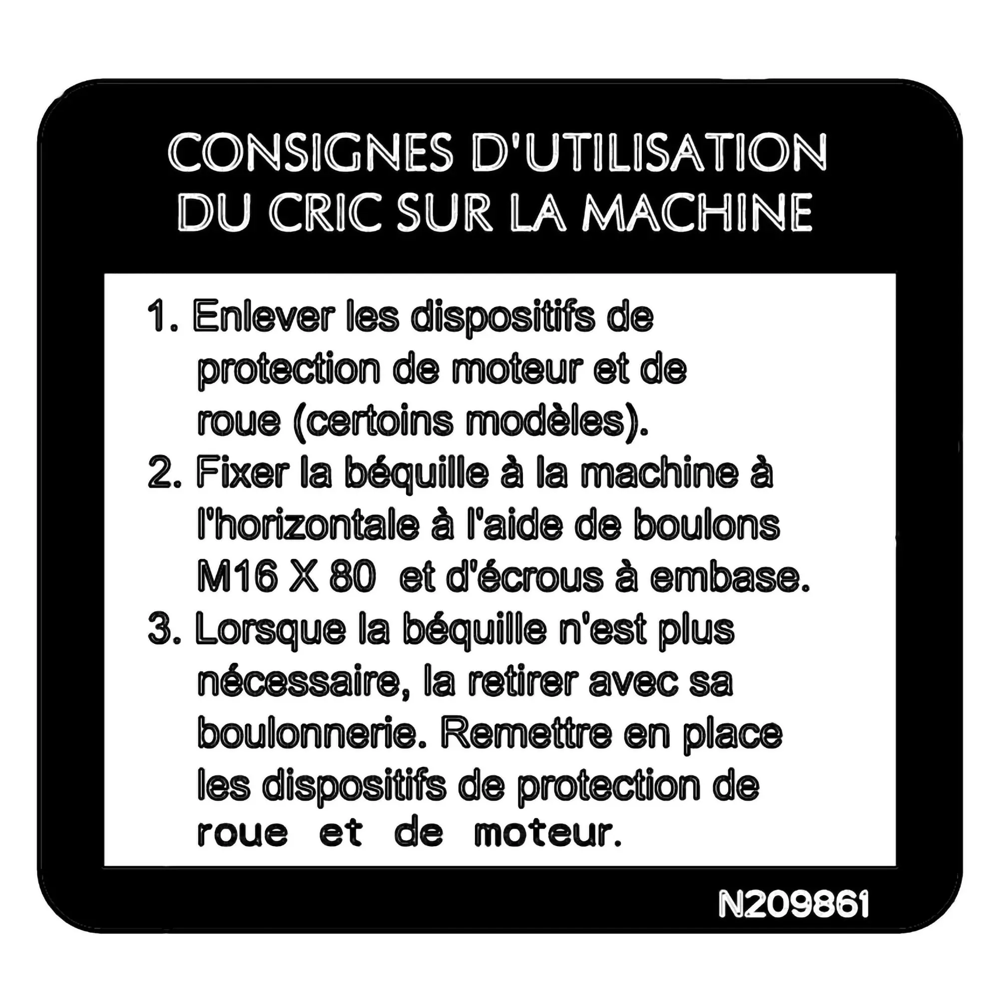 John Deere Instruction Label, French - N209861