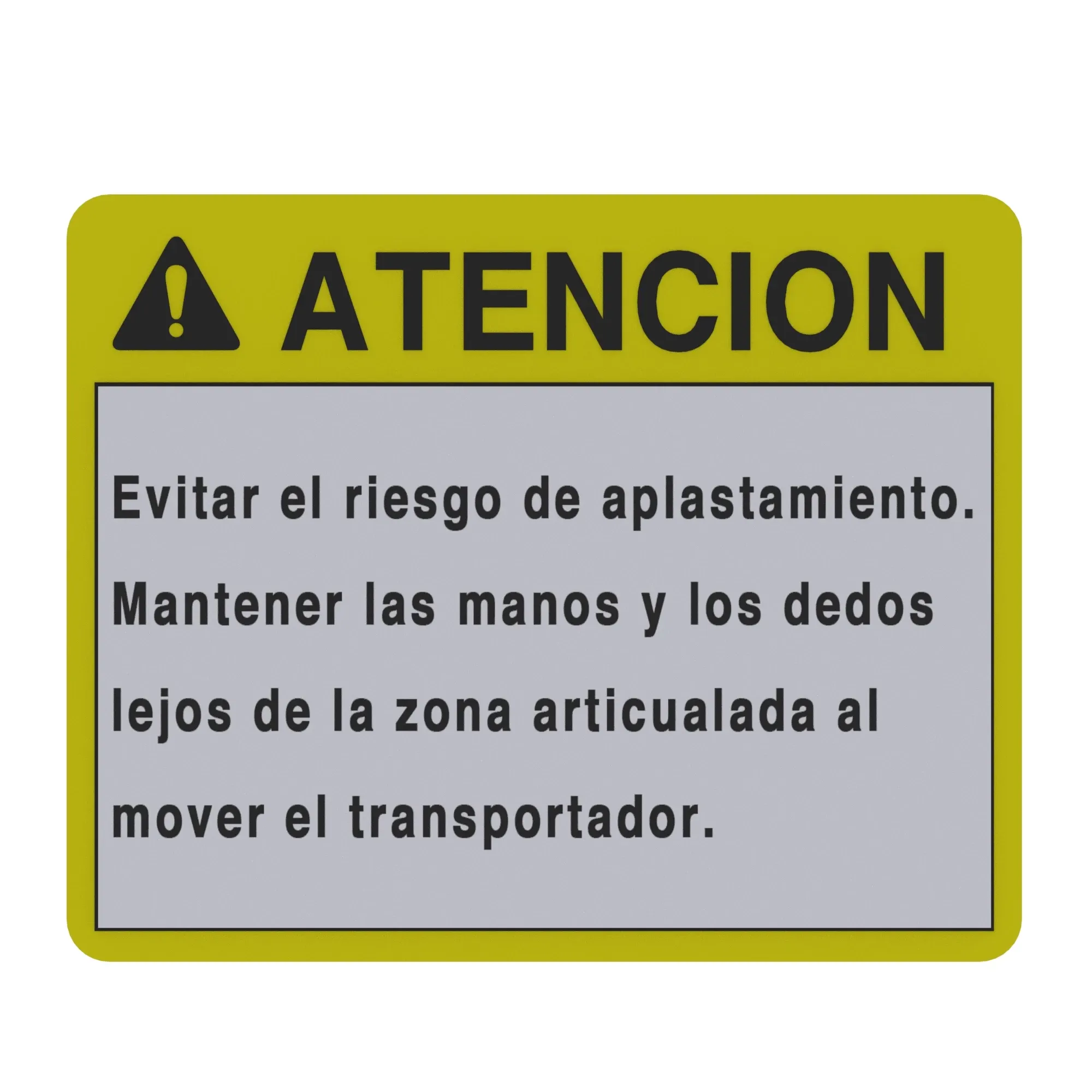 John Deere Safety Sign, Pinch Point Caution, Spanish - A72126