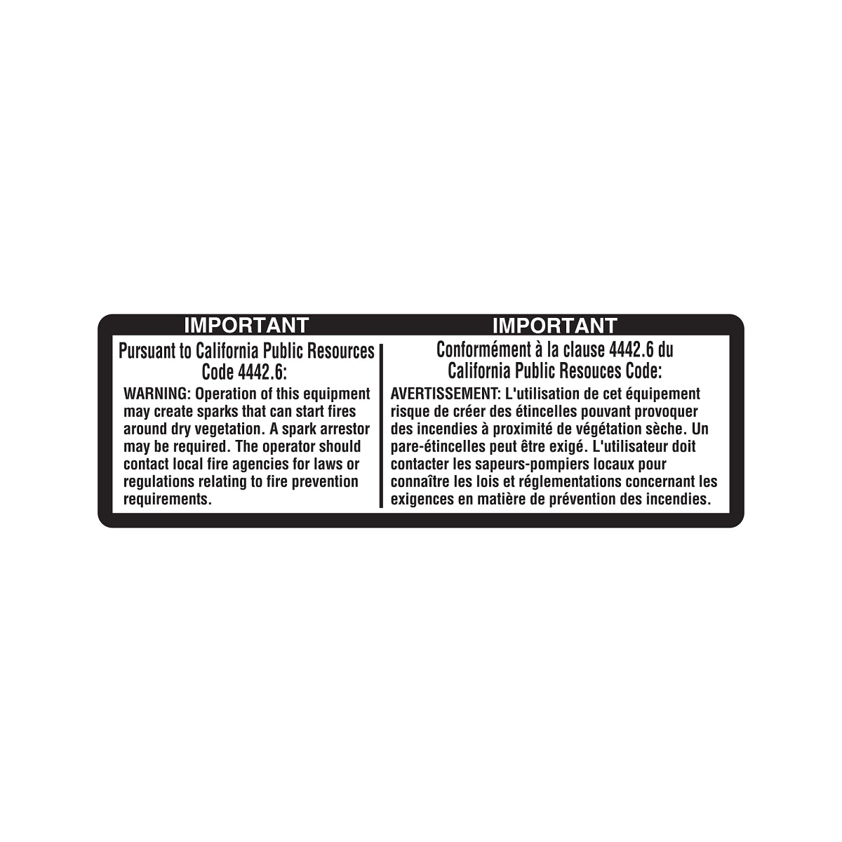 Label, Spark Arrestor, Fr-Ca