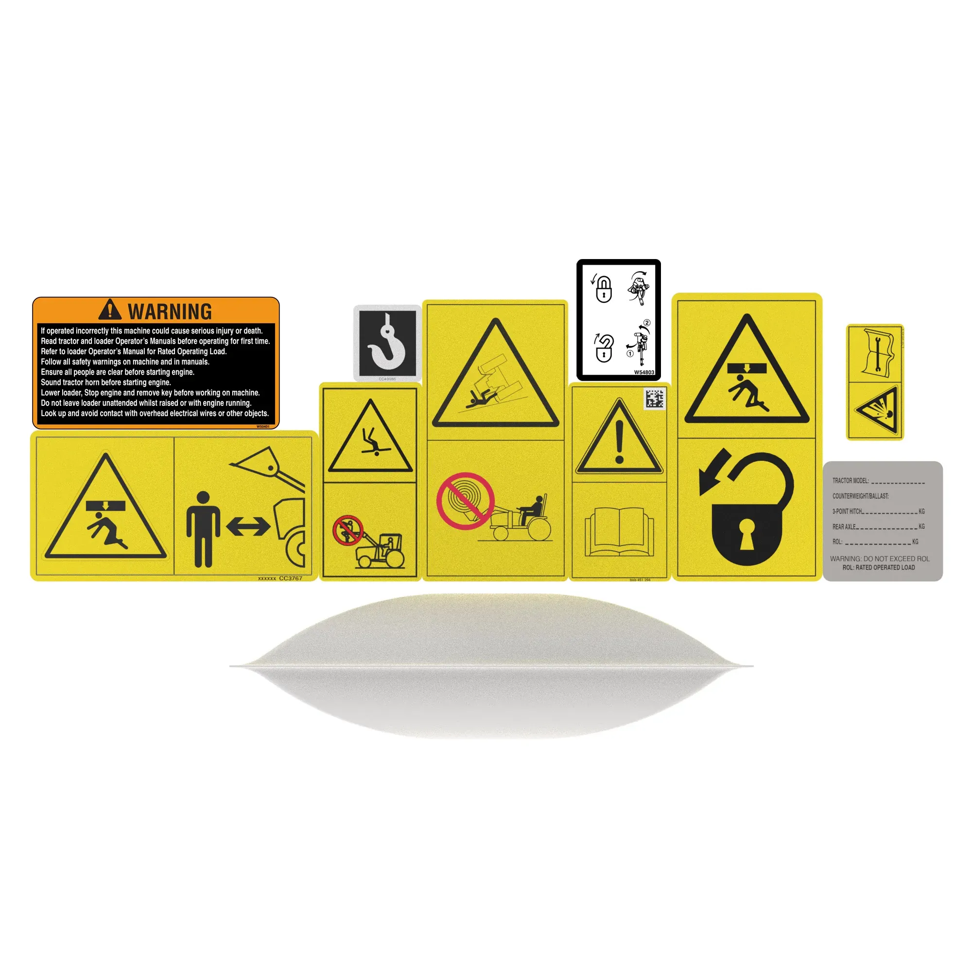 John Deere Attachment Warning Label Kit, Australia - BW16244