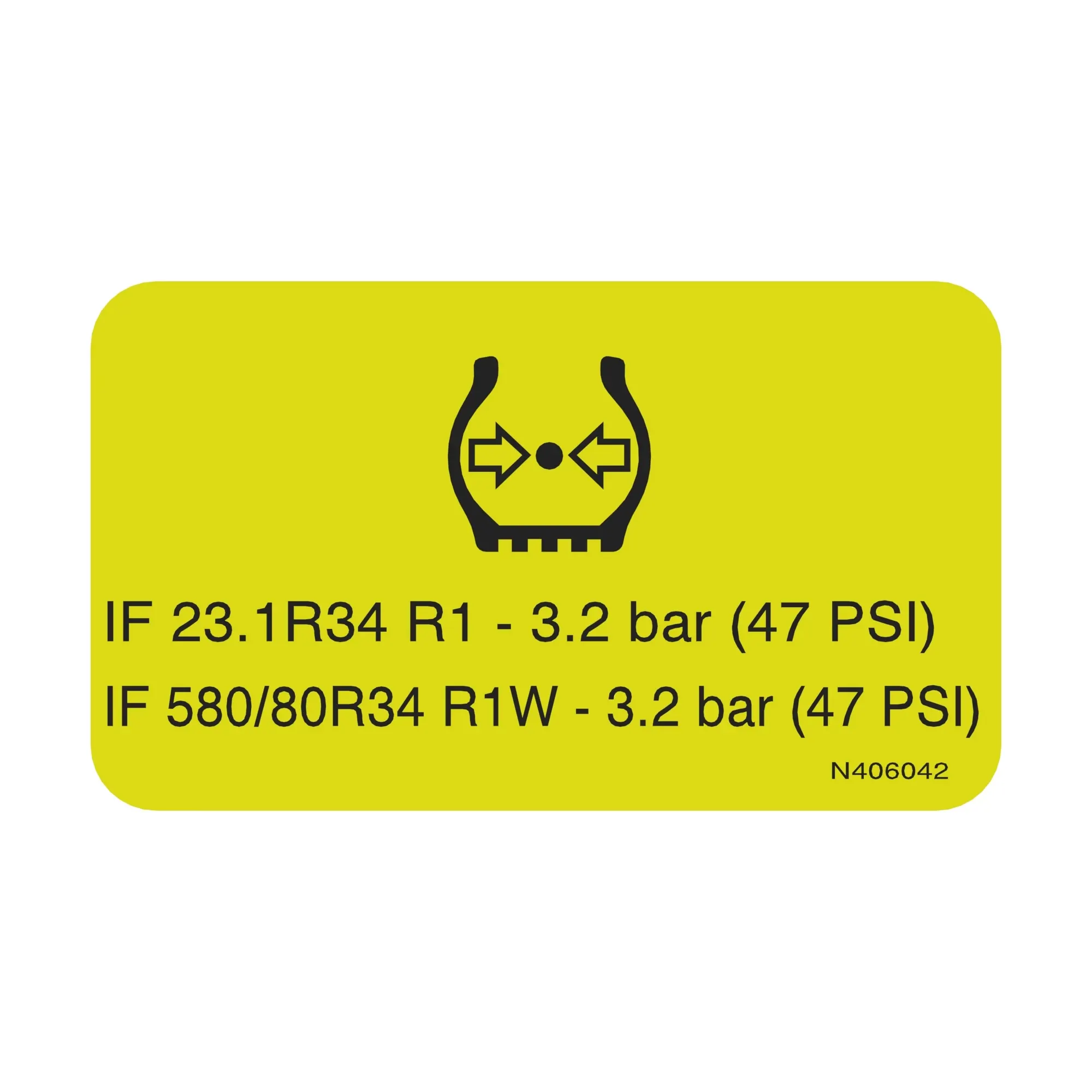 John Deere Guide Tire Pressure Label - N406042