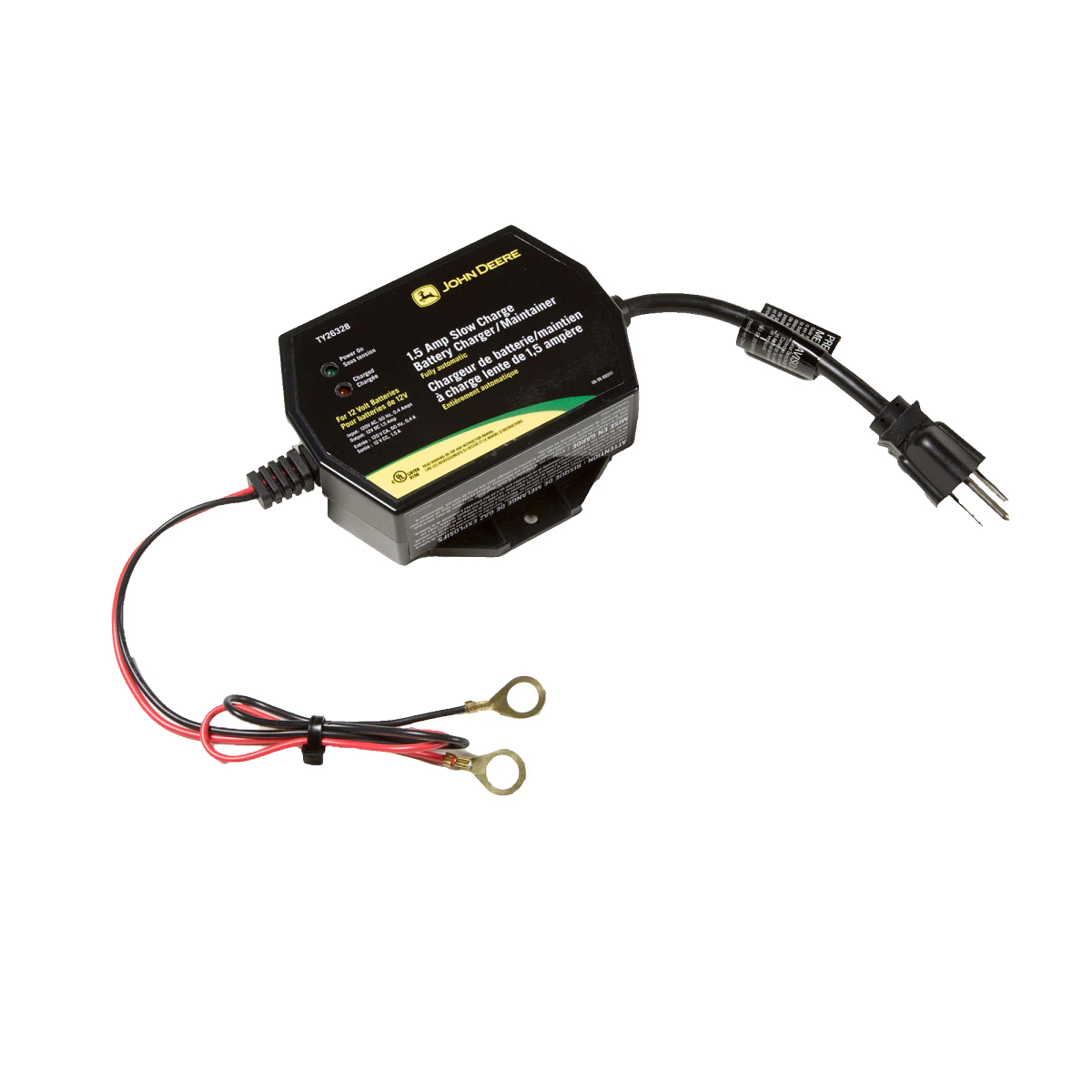 John Deere Fully Automatic 1.5 Amp Battery Charger or Maintainer - TY26328