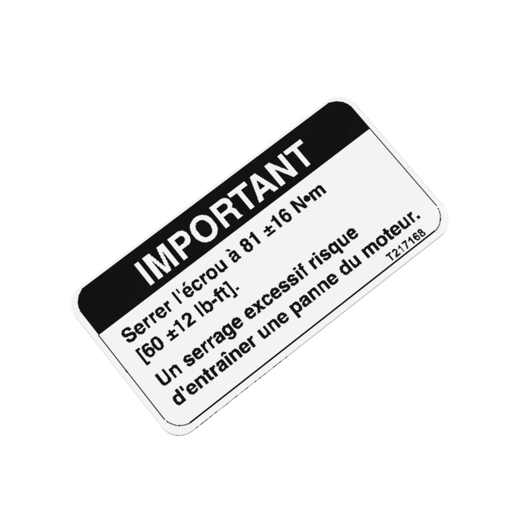 John Deere Fan Hub Warning Decal, French - T217168