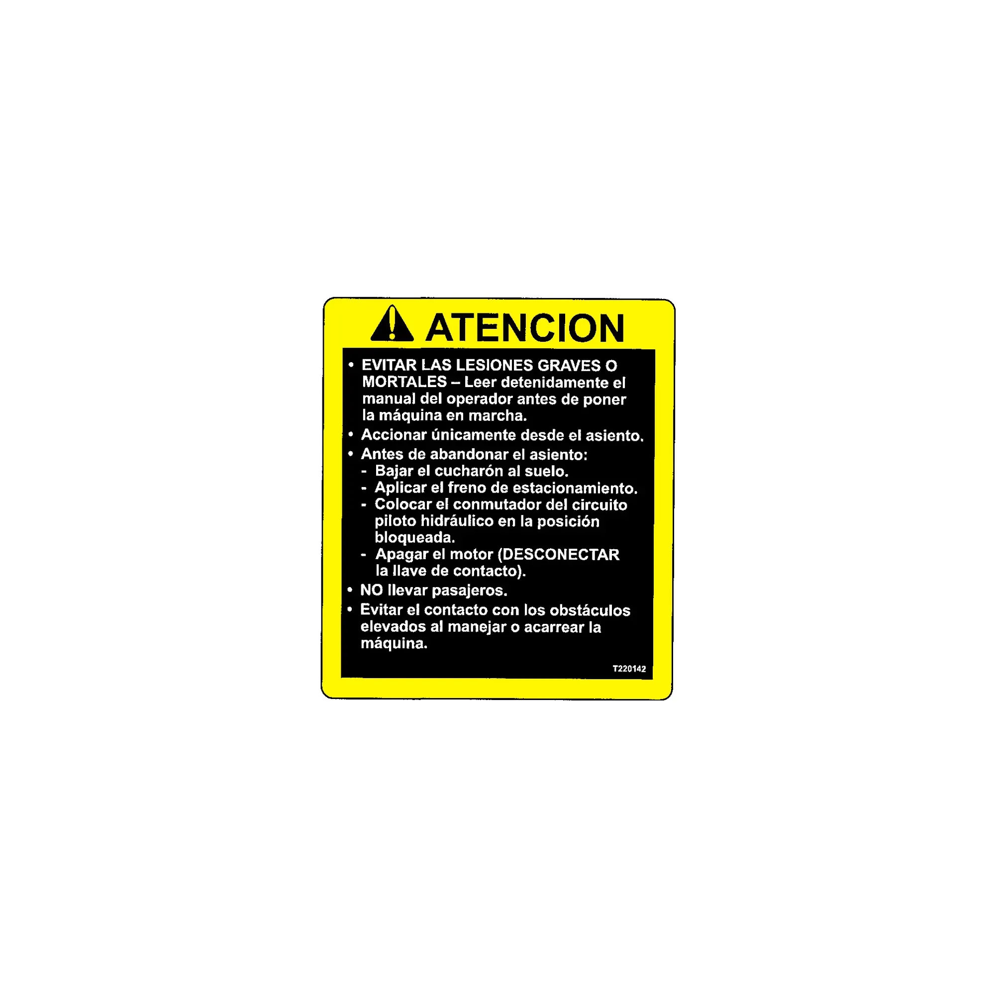 John Deere Safety Sign - T220142