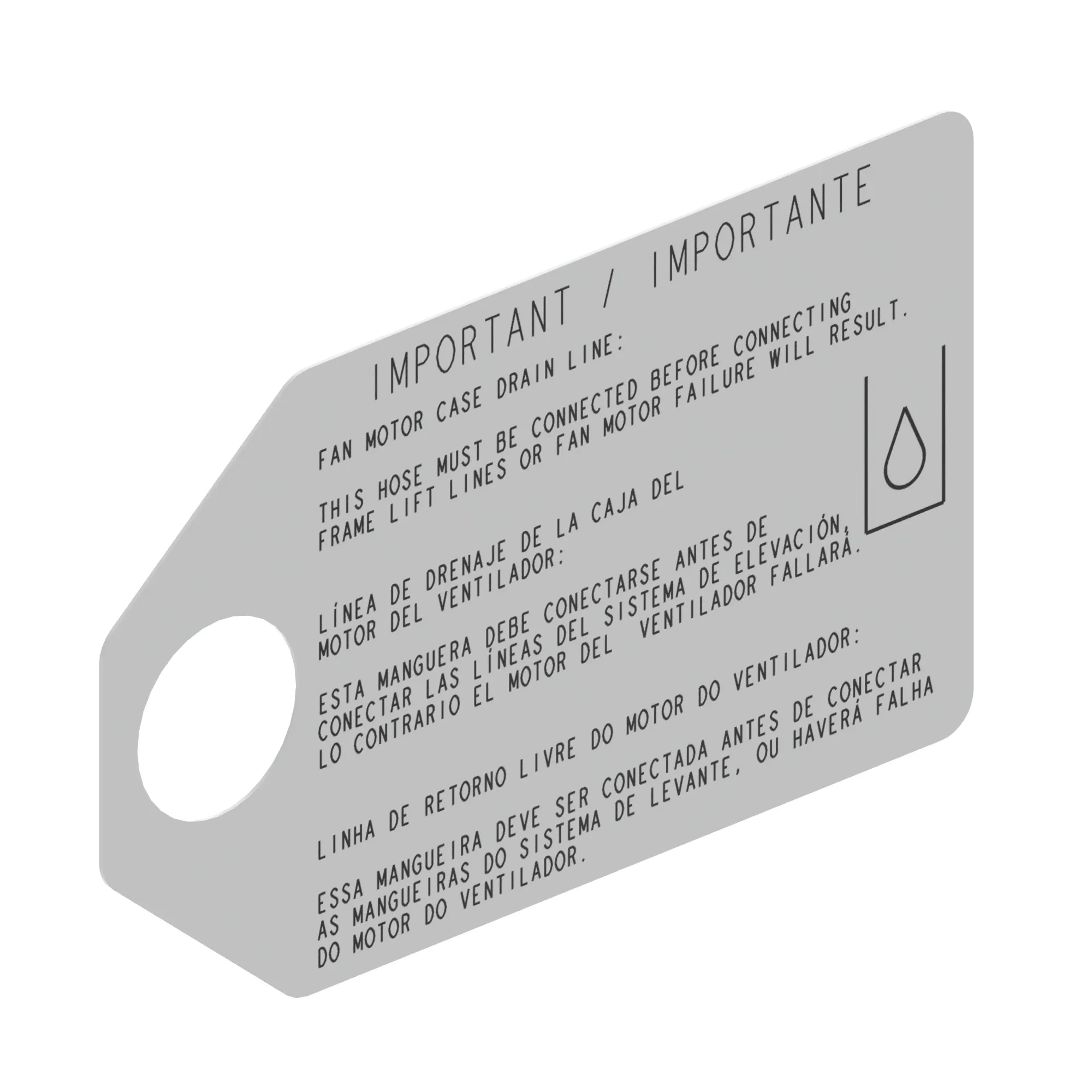 John Deere Motor Drain Line Global Text Sign - KK18402