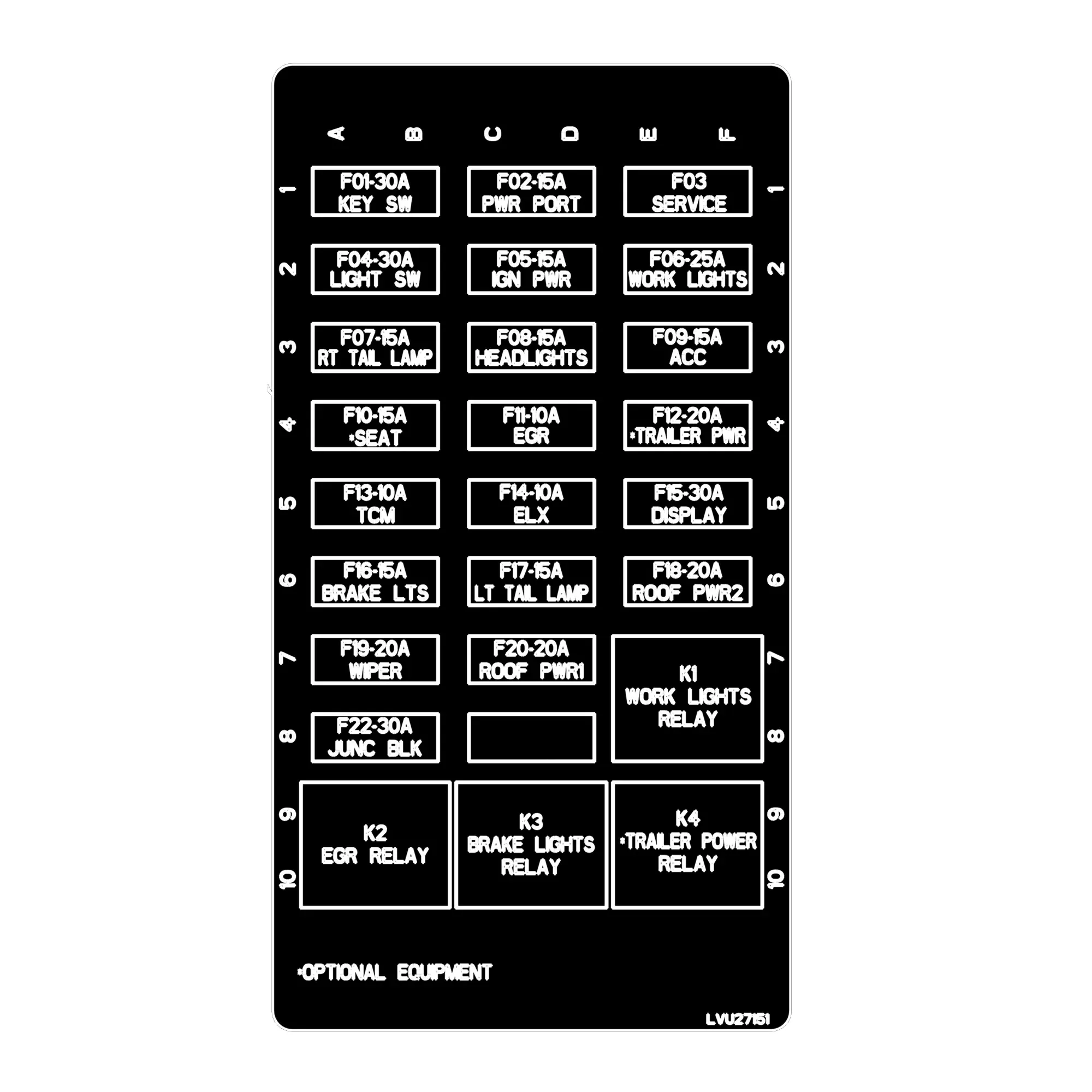 John Deere Load Center X40 Cab Label - LVU27151