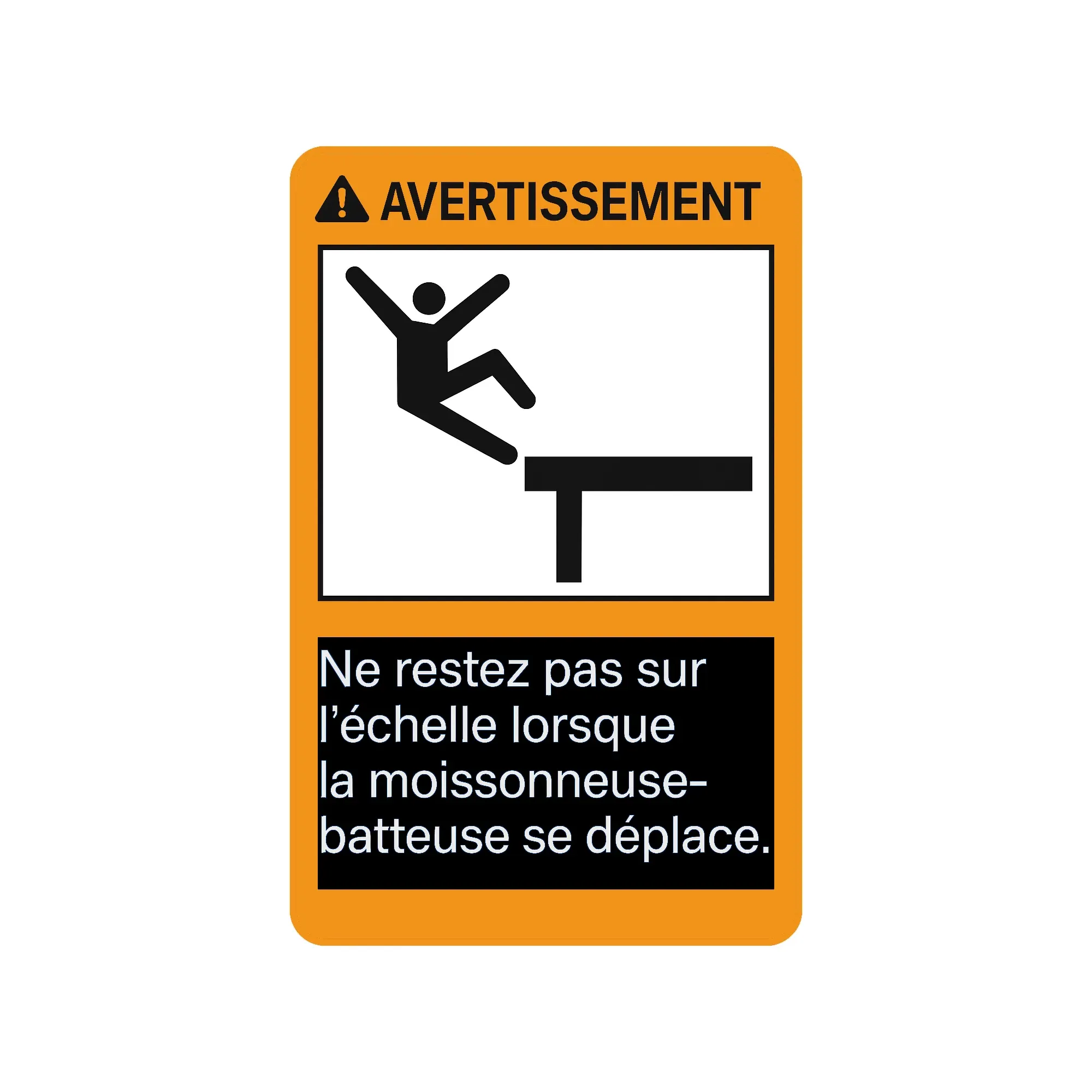 John Deere Front Entry Warning Label, French - H149075