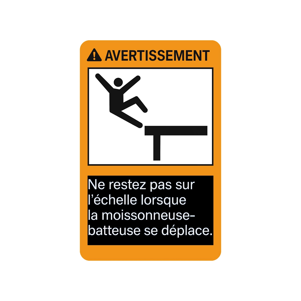 John Deere Front Entry Warning Label, French - H149075