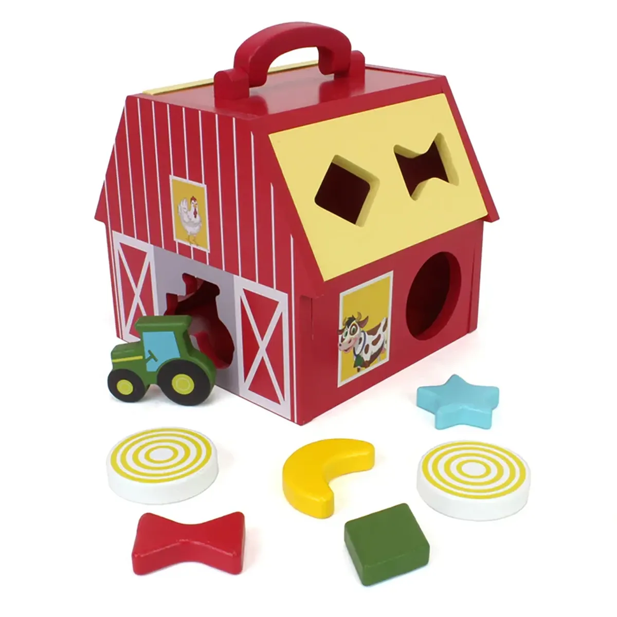 Wooden Barn with Shapes