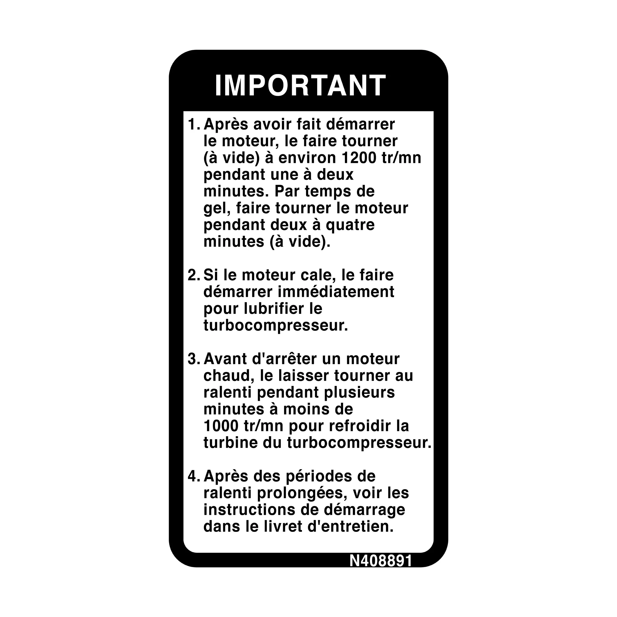 John Deere Label Important Label, French - N408891