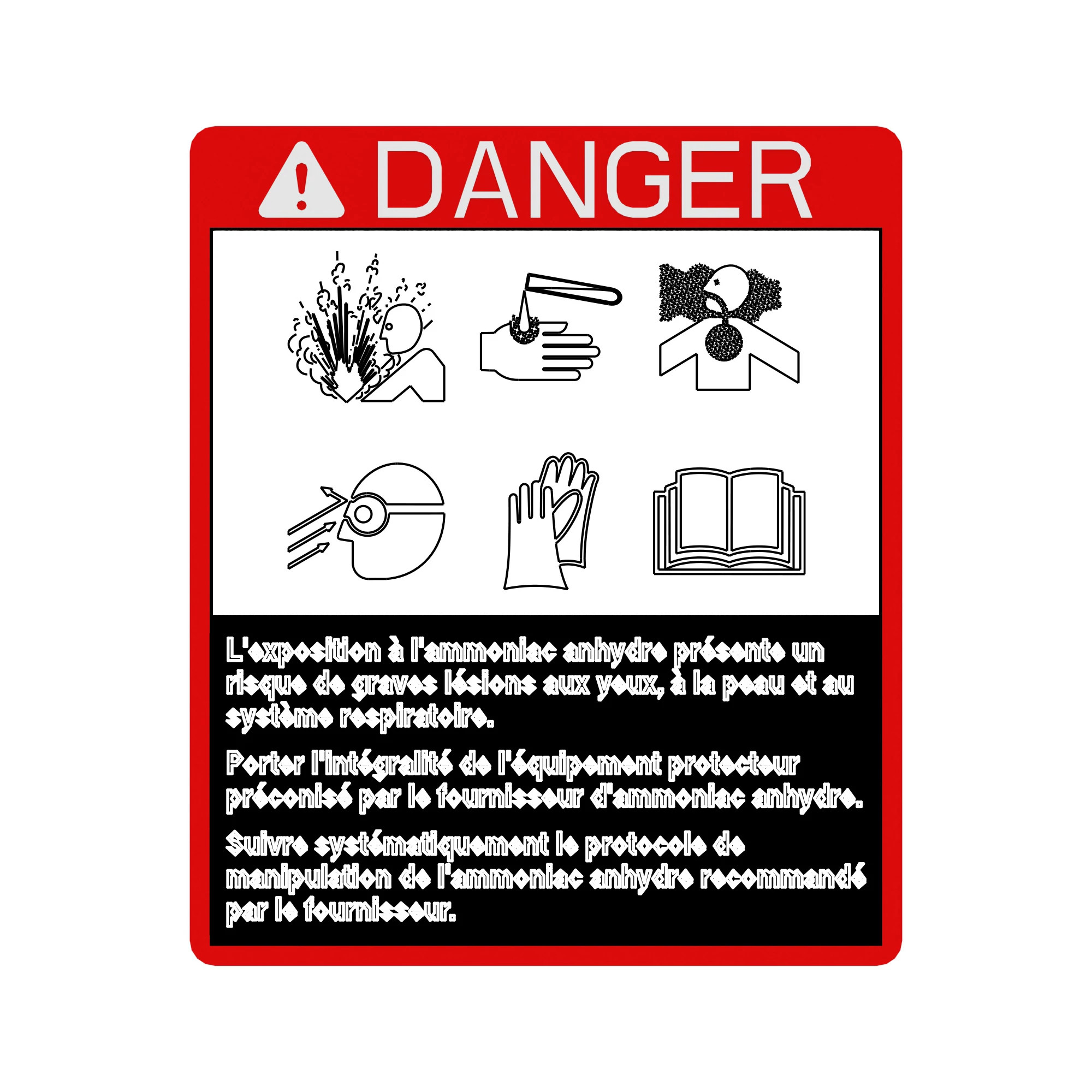 SIGN, DANGER, ANHYDROUS, FRENCH