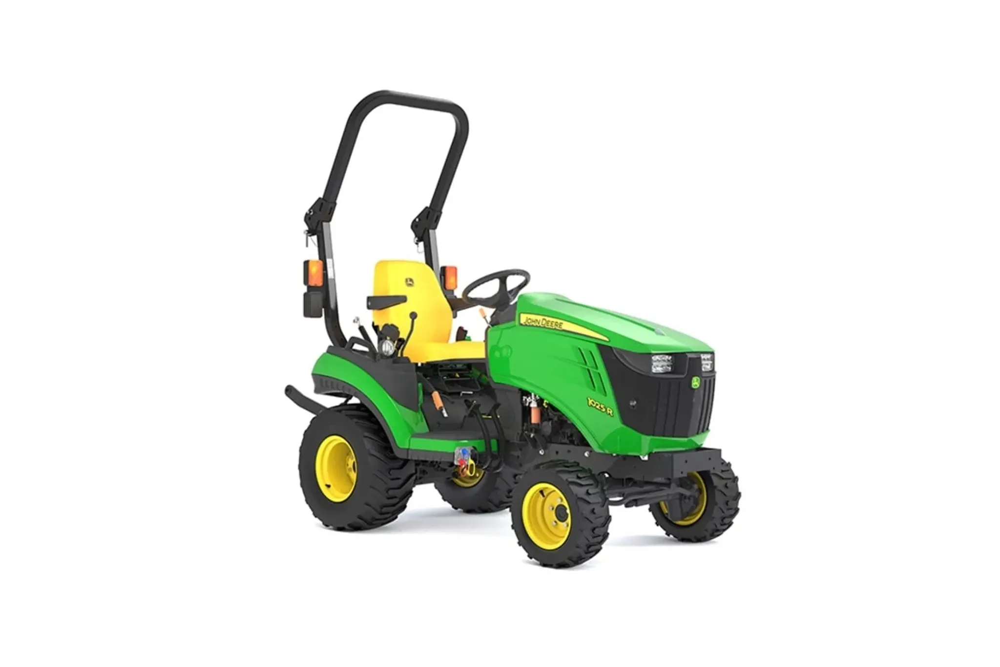 Studio image with a front right view of 1025R Tractor Sub-Compact Tractors