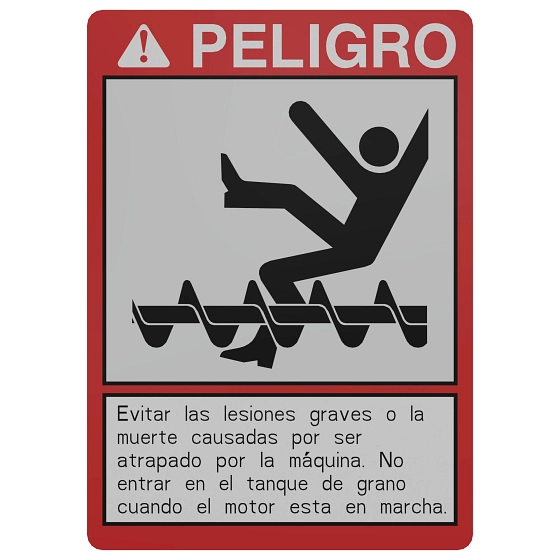 John Deere Spanish Grain Tank Danger Sign - H209533