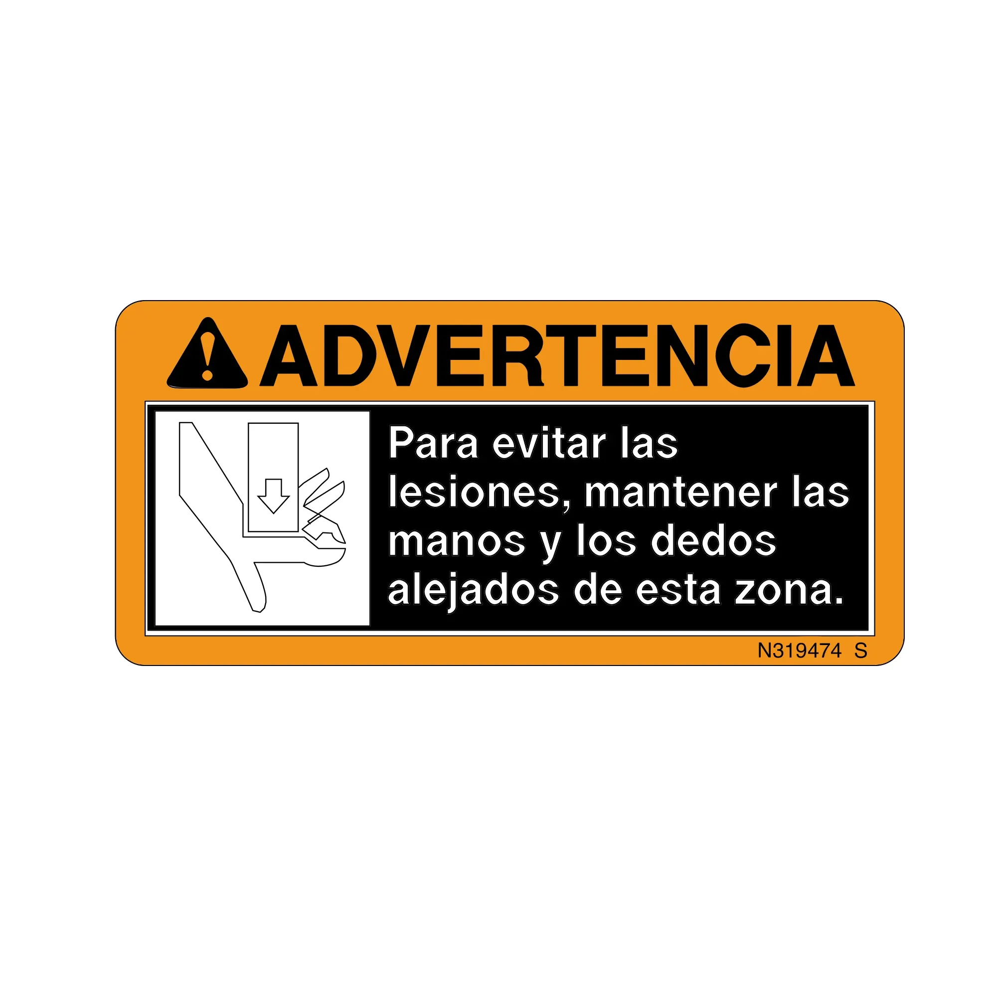 John Deere Warning Safety Sign, Spanish - N319474
