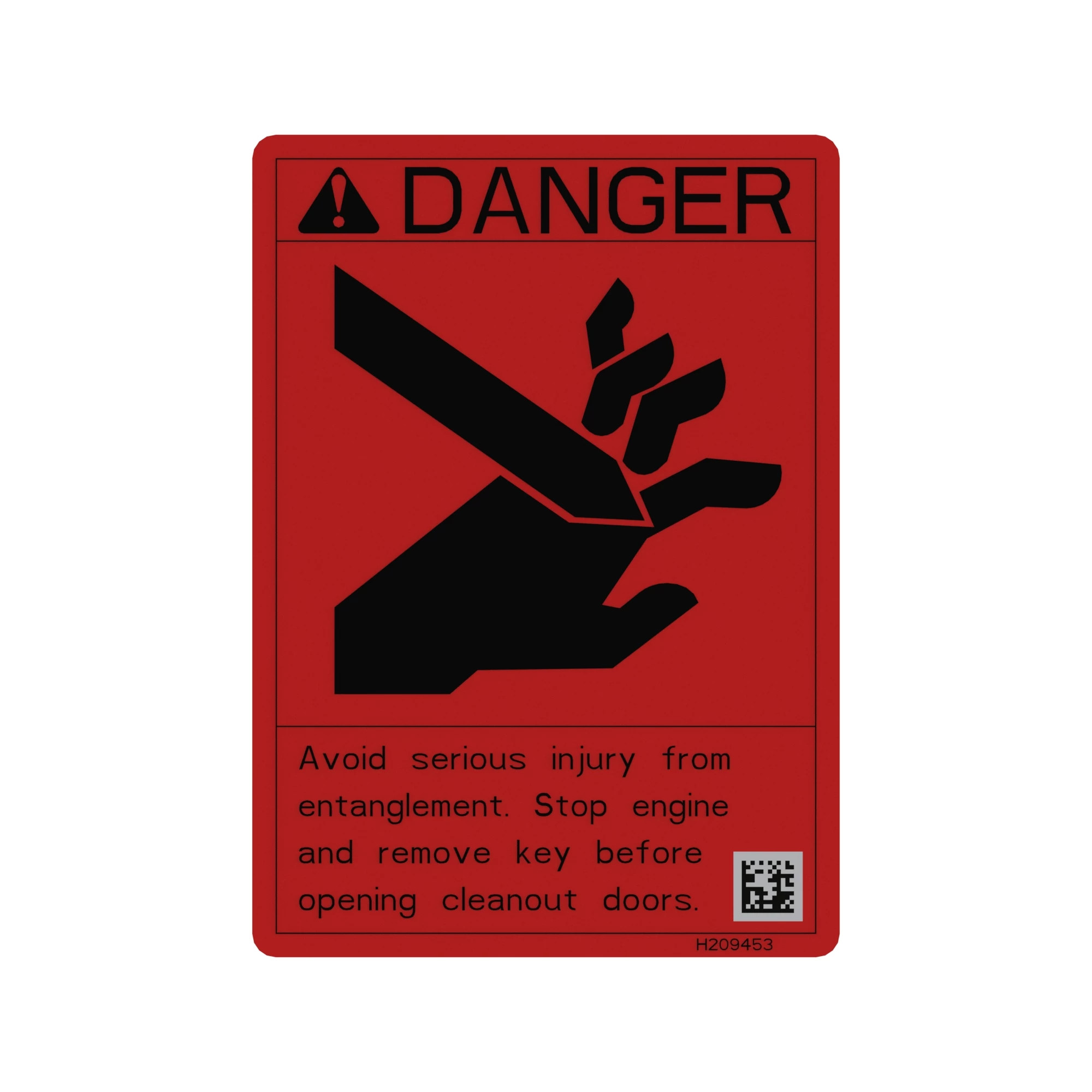 John Deere Safety Sign, Auger Danger - H209453