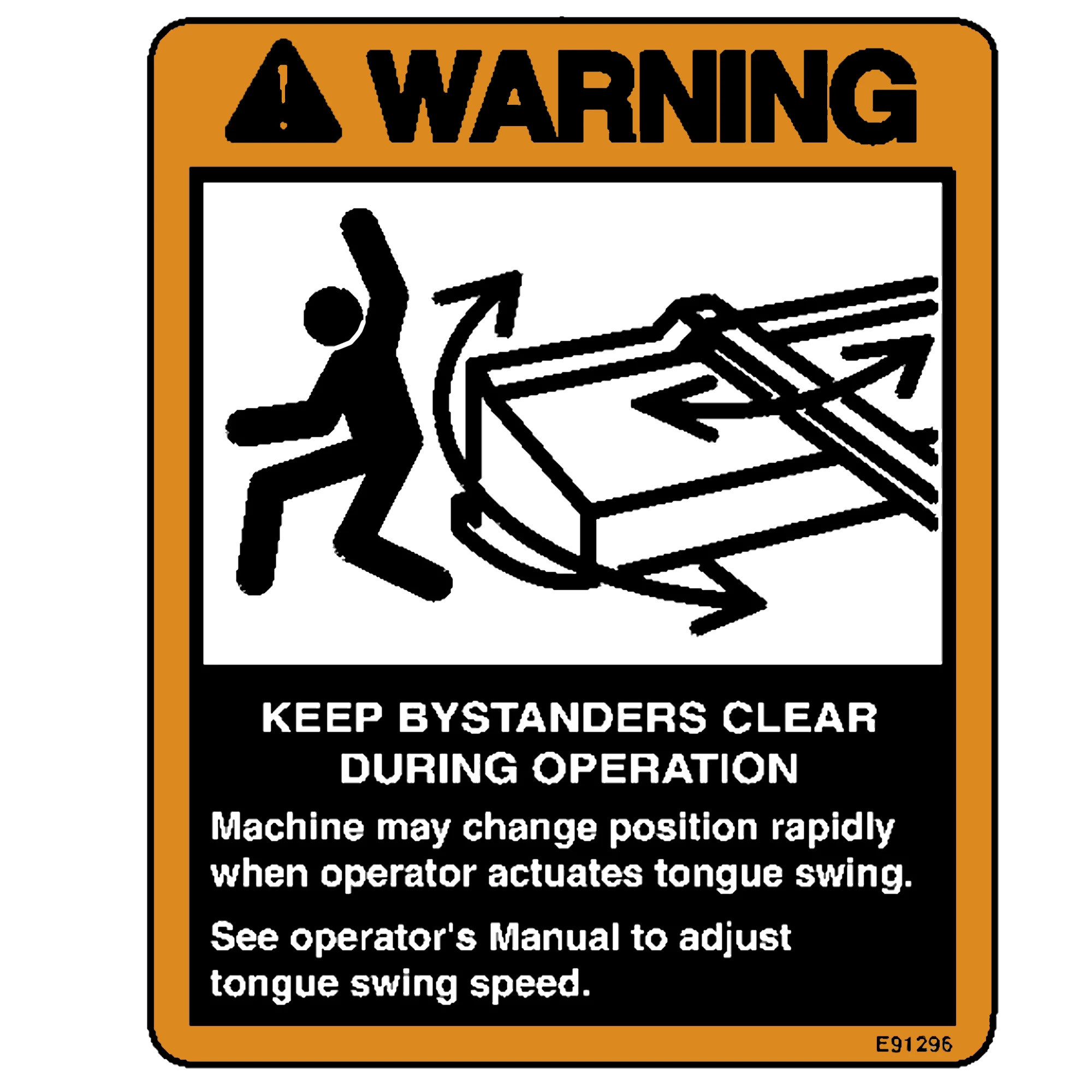 John Deere tongue Swing Label, French - E92883