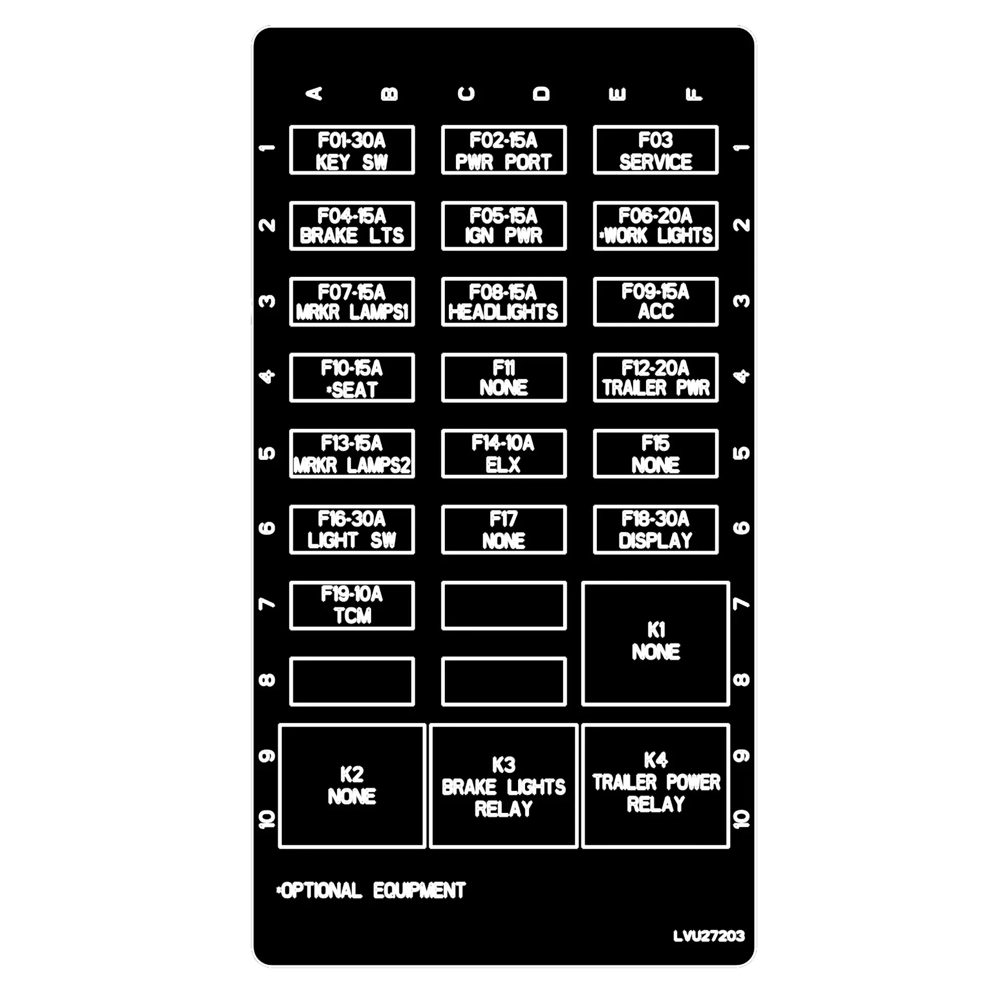 John Deere Load Center X35 HST Label - LVU27203