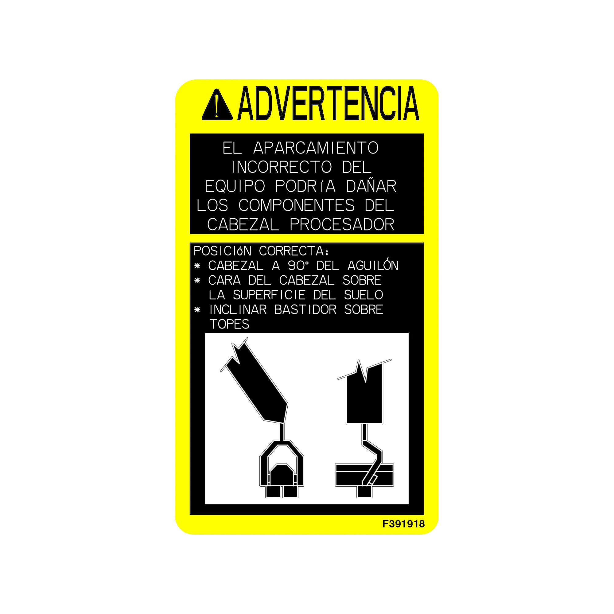 John Deere Harvester Head Park Pos. Decal, Spanish - F391918