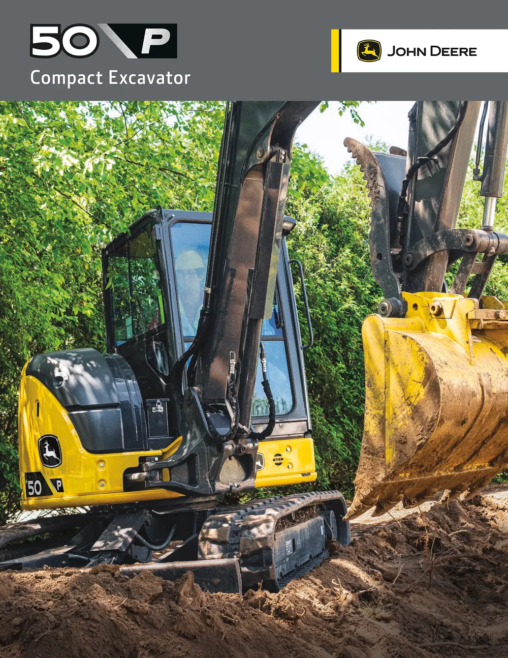 50 P-Tier Compact Excavator Product Brochure cover