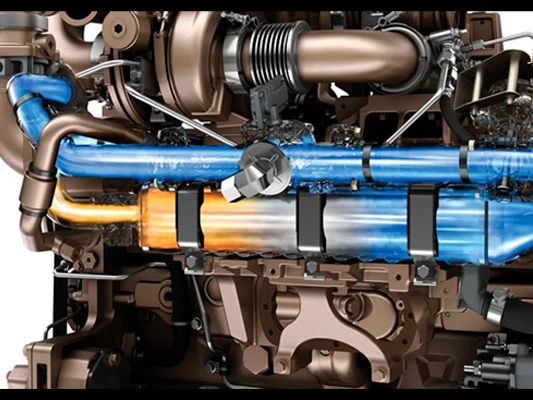 Close-up diagram of flow of EGR technology through an engine
