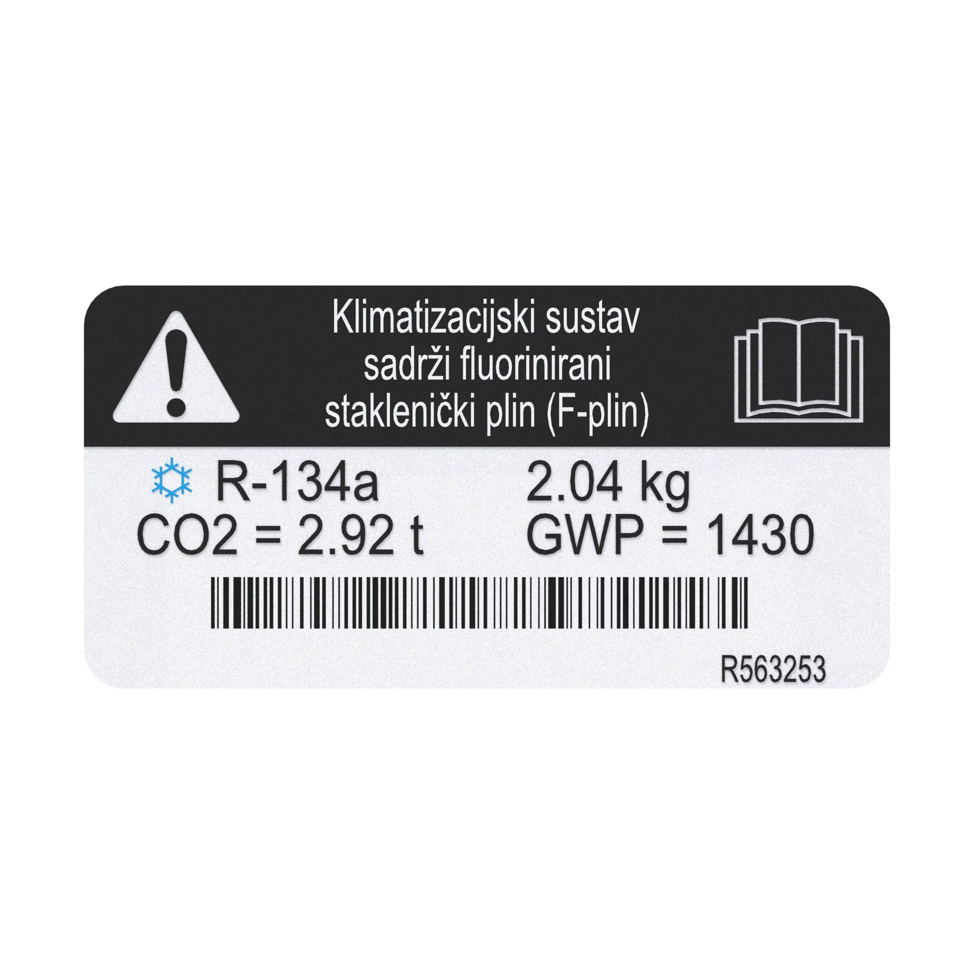John Deere F Gas Label, Croatian - R563253