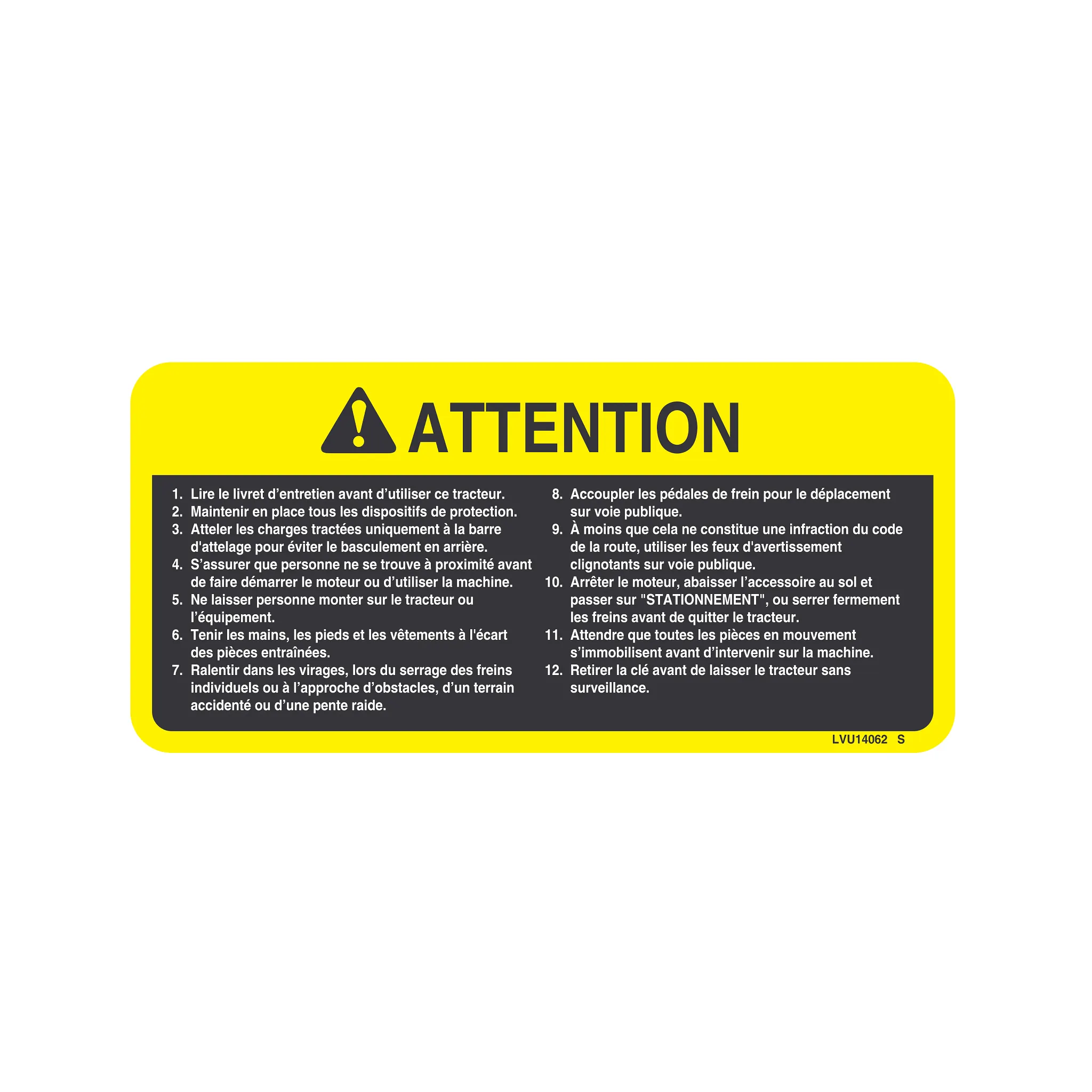 John Deere Caution Decal - LVU14062