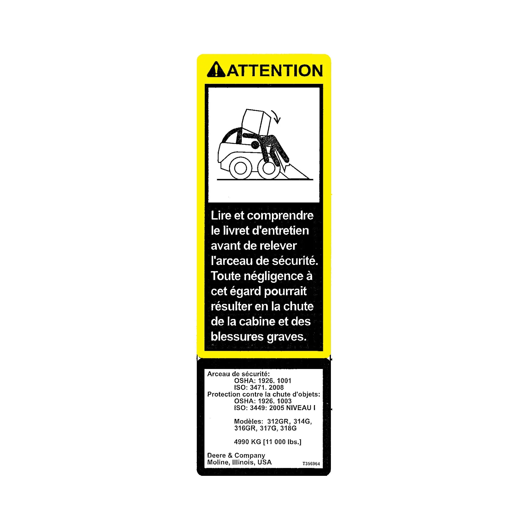 Label, ROPS Cert and Service French
