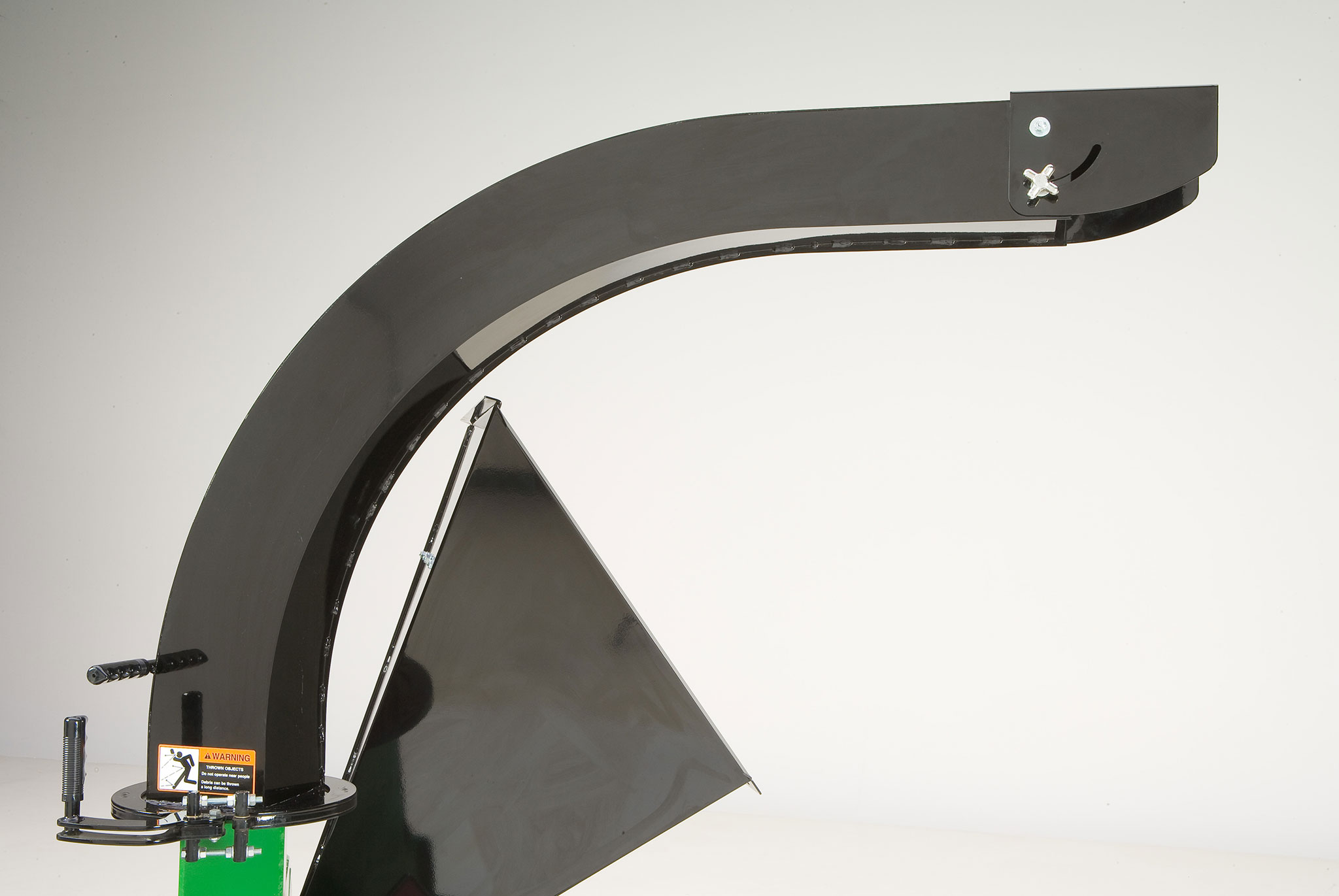 Side studio view of the WC11 Wood Chipper chute