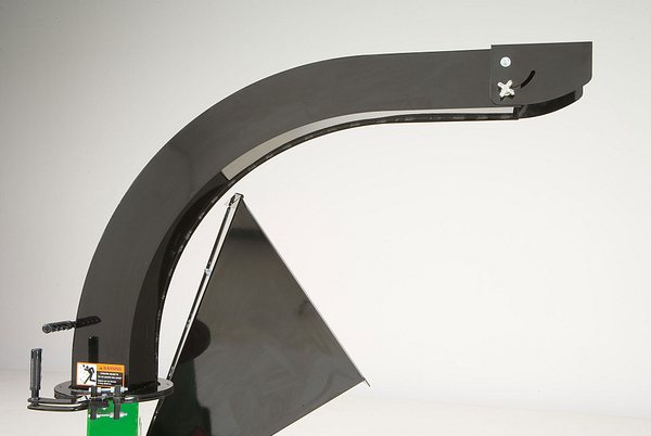 Side studio view of the WC11 Wood Chipper chute