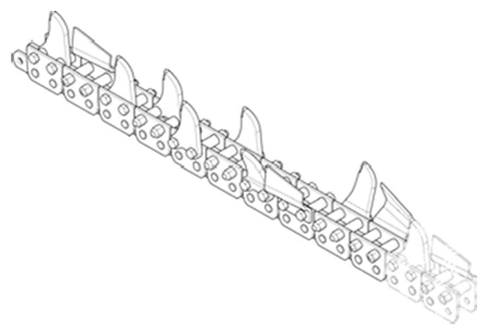 Black and white computer sketch of a short strand of trencher chain