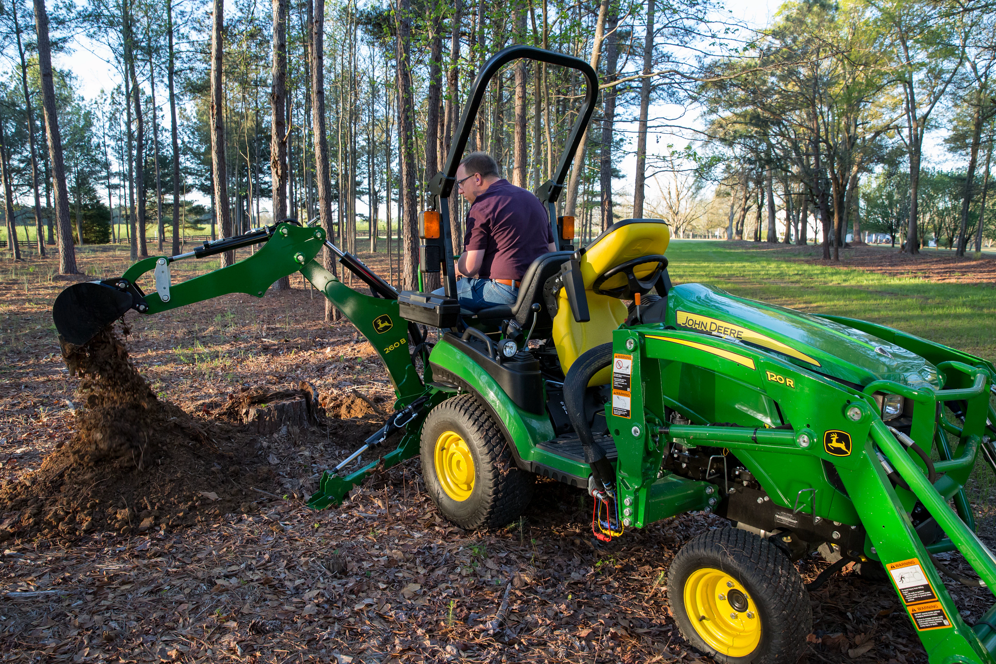 Backhoe in woods