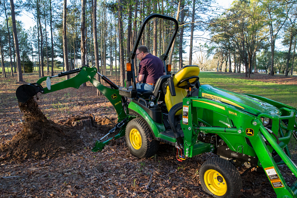 Backhoe in woods