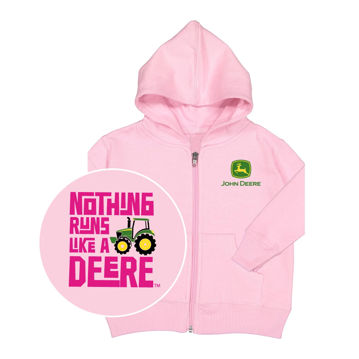 Toddler Nothing Runs Like a Deere Pink Full Zip Hoodie
