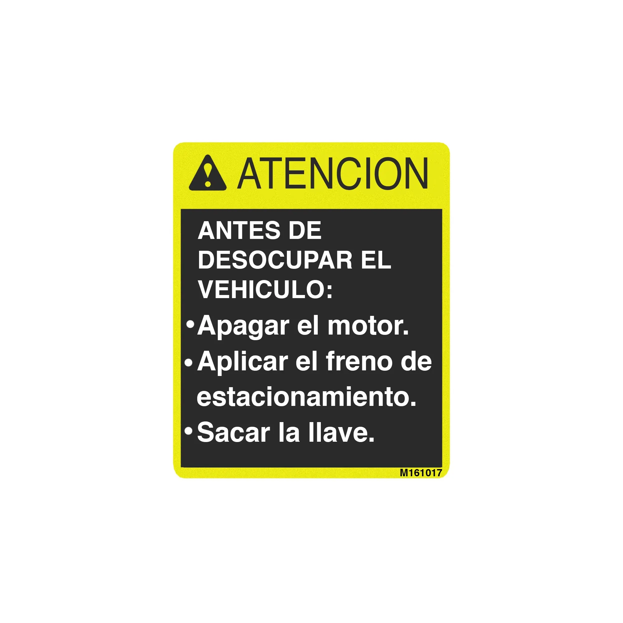 John Deere Safety Sign, Caution, Spanish - M161017