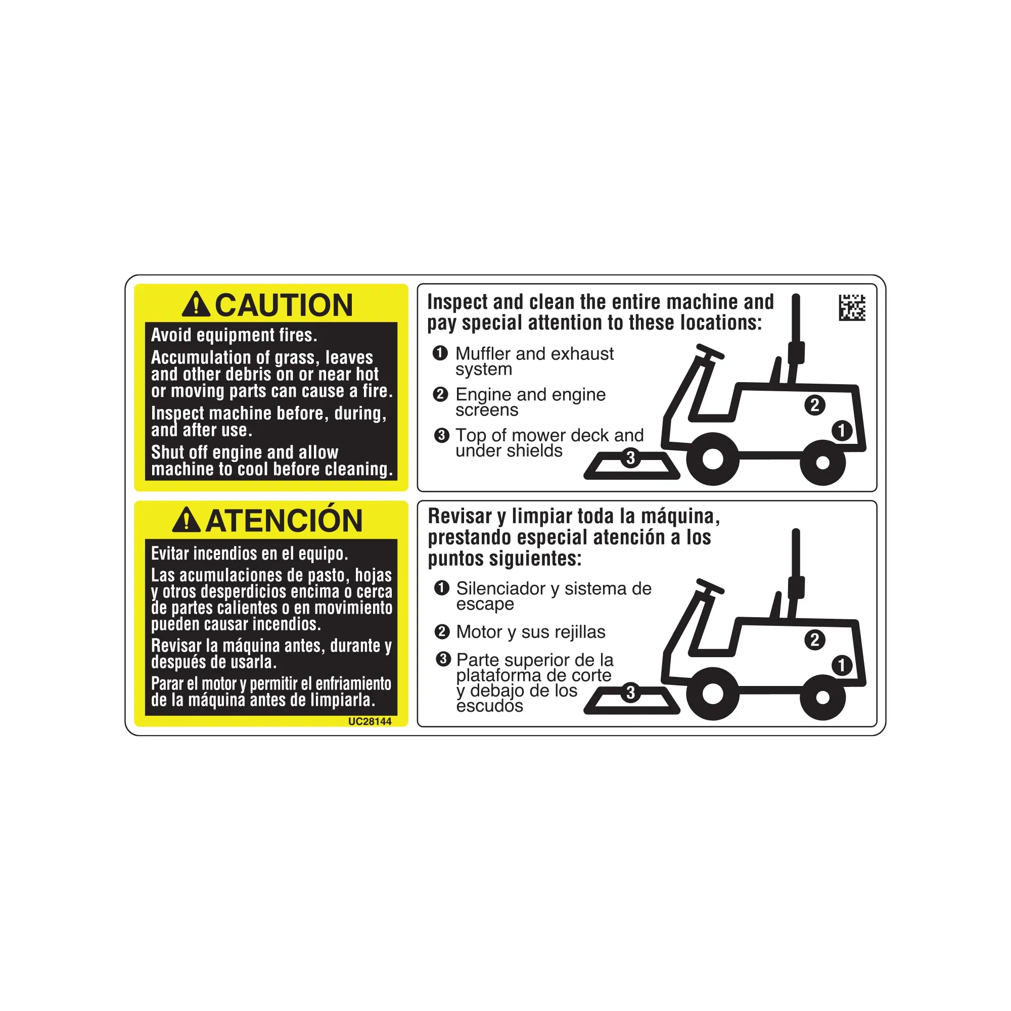 John Deere Cleanout Label - UC28144