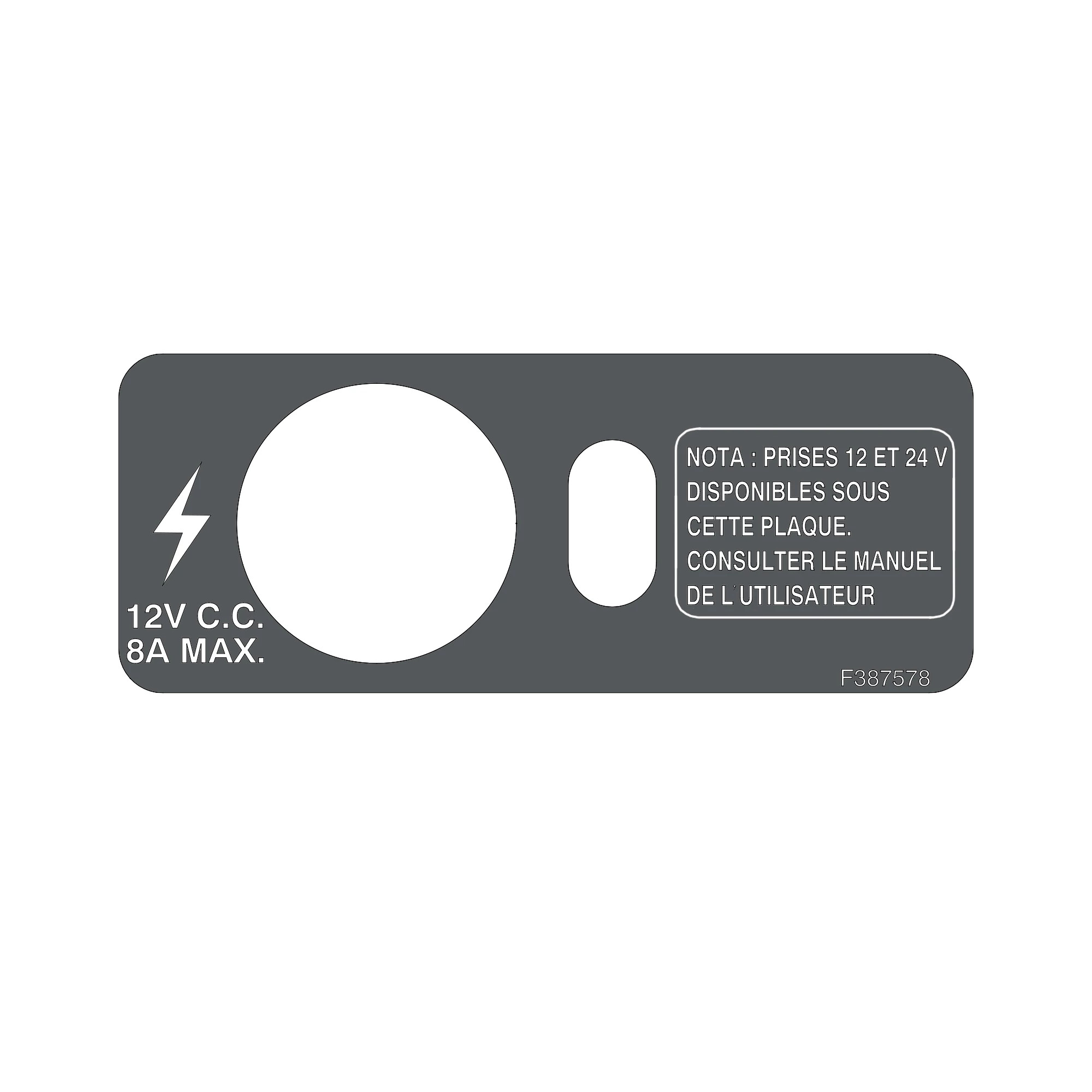 John Deere Power Console Label, French - F387578