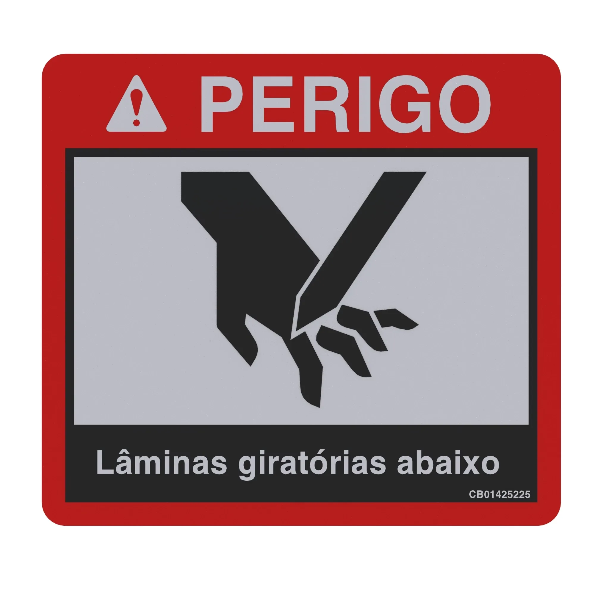 John Deere Safety Sign, Rotating Knives Danger, Portuguese - CB01425225