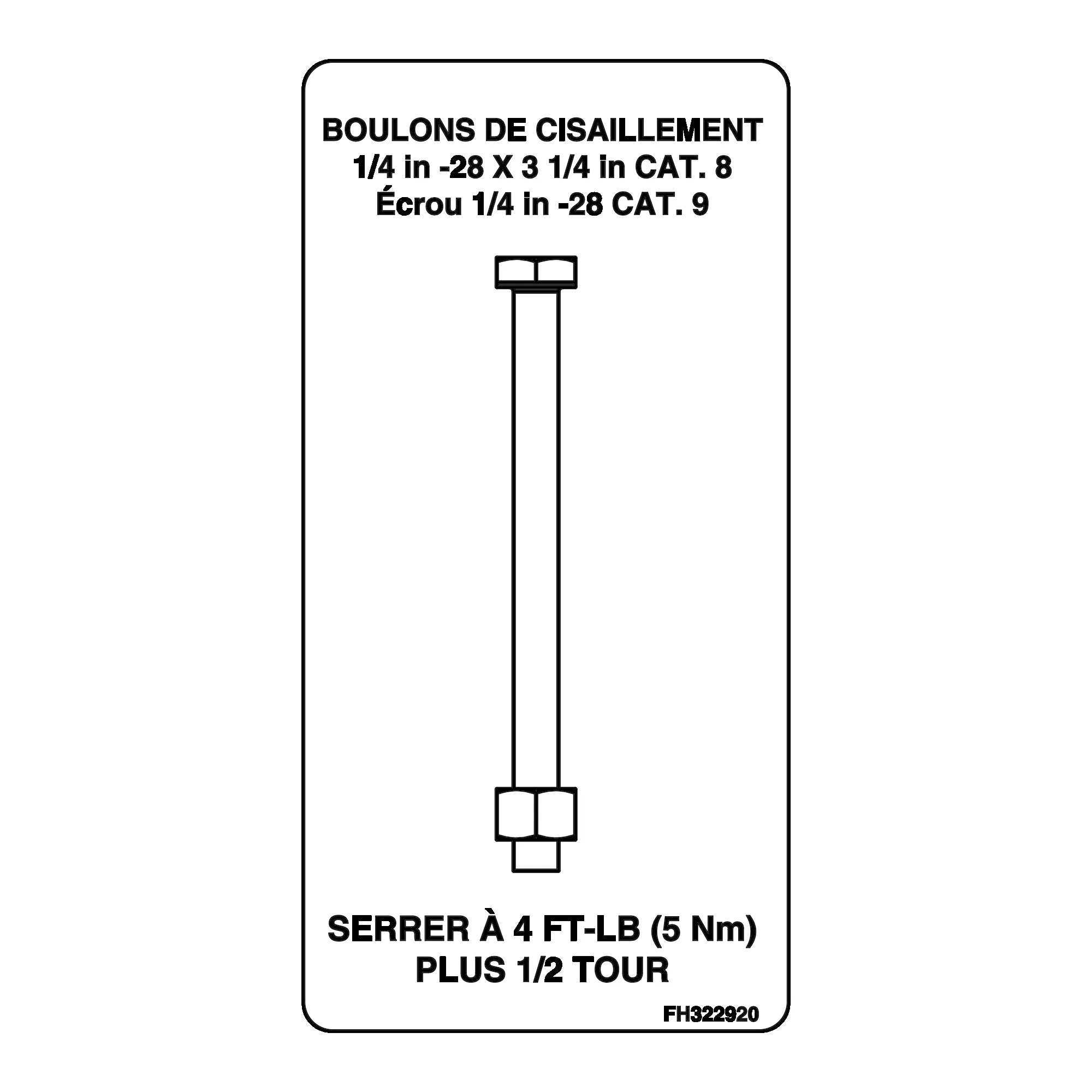 John Deere Shear Bolt Plate, French - FH322920