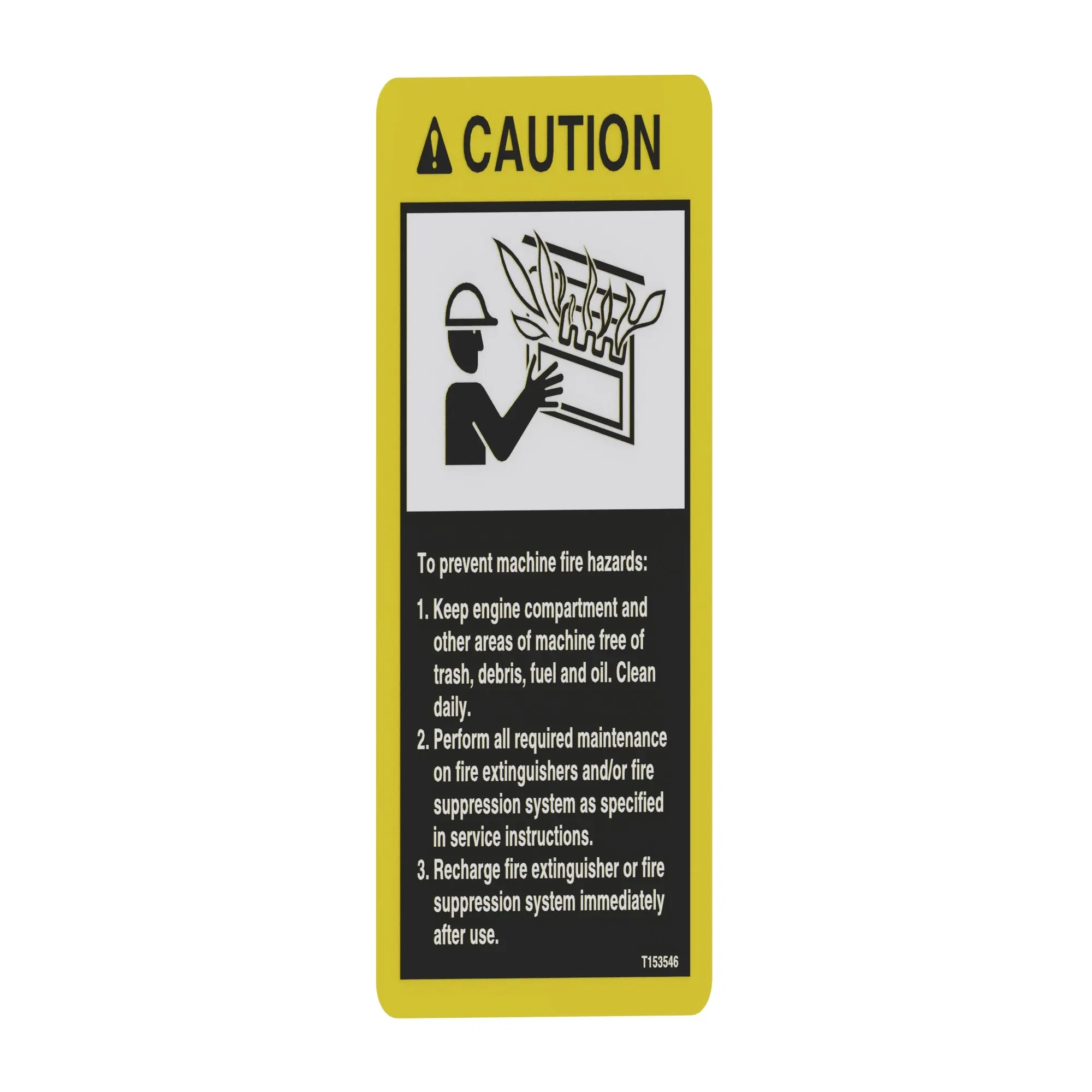 John Deere Safety Sign, Fire Prevention Caution - T153546
