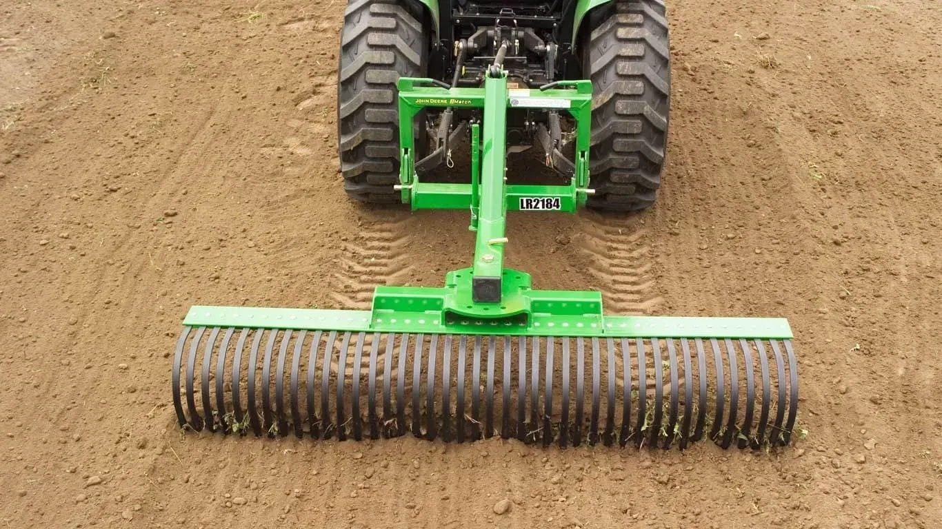 LR21 Series Landscape Rake pulled in through soil