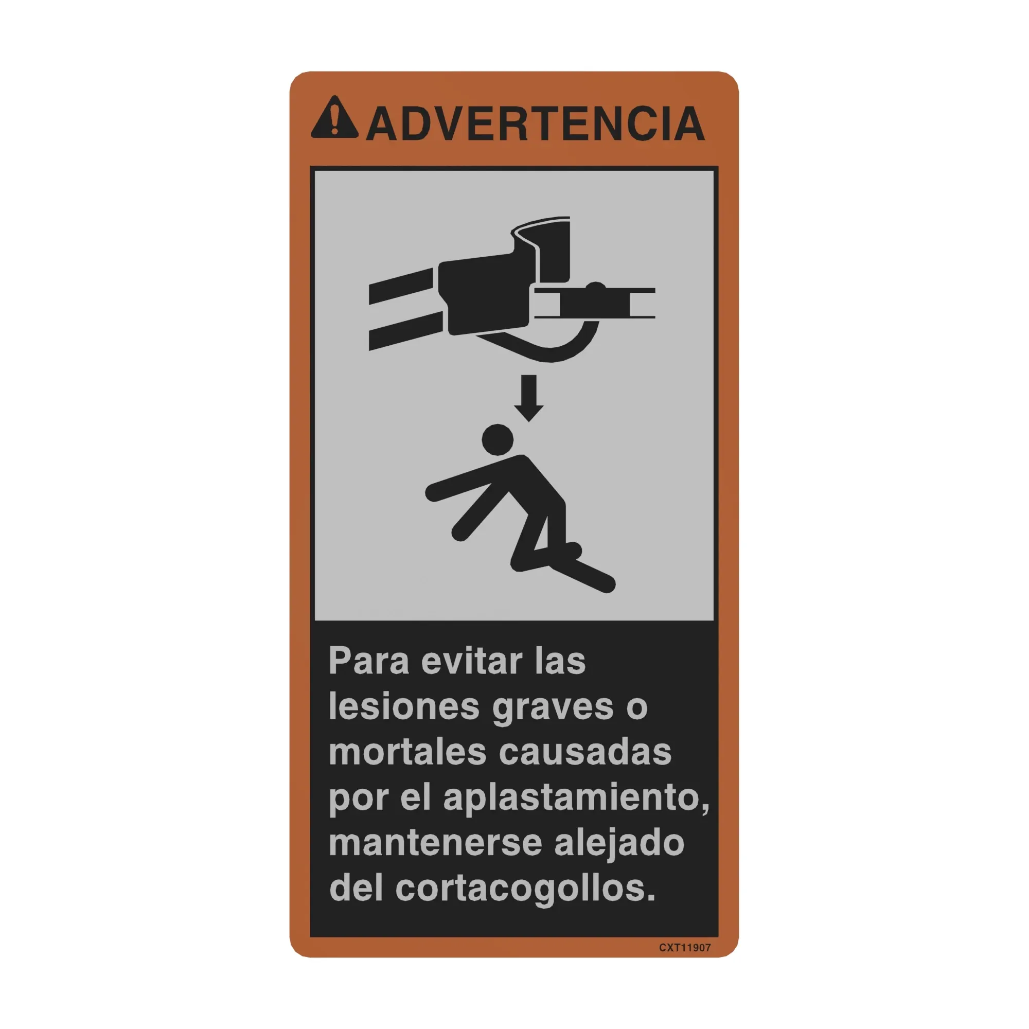John Deere Warning topper Decal, Spanish - CXT11907