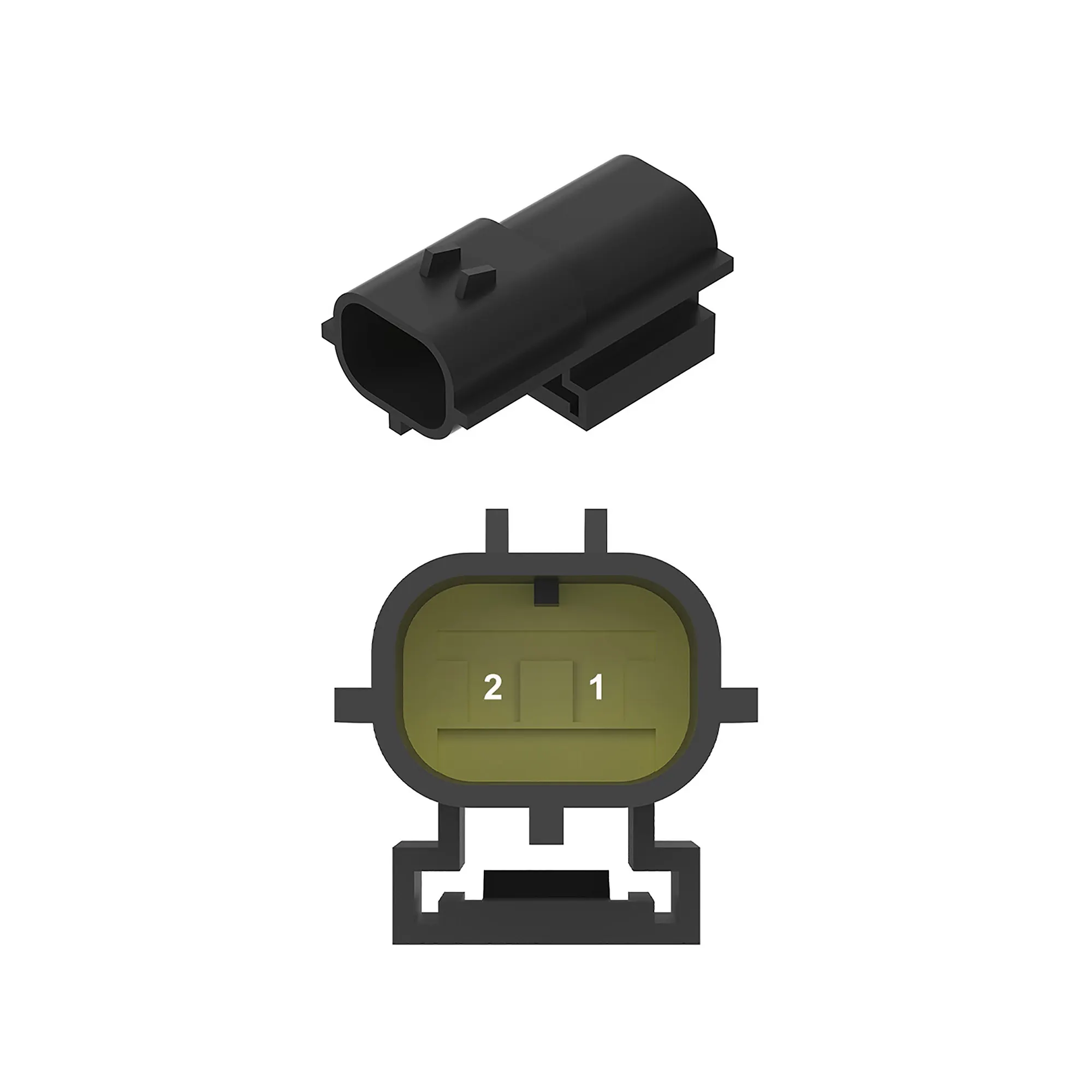 John Deere Black Electrical Connector Housing, Cavities 2 - 57M11283