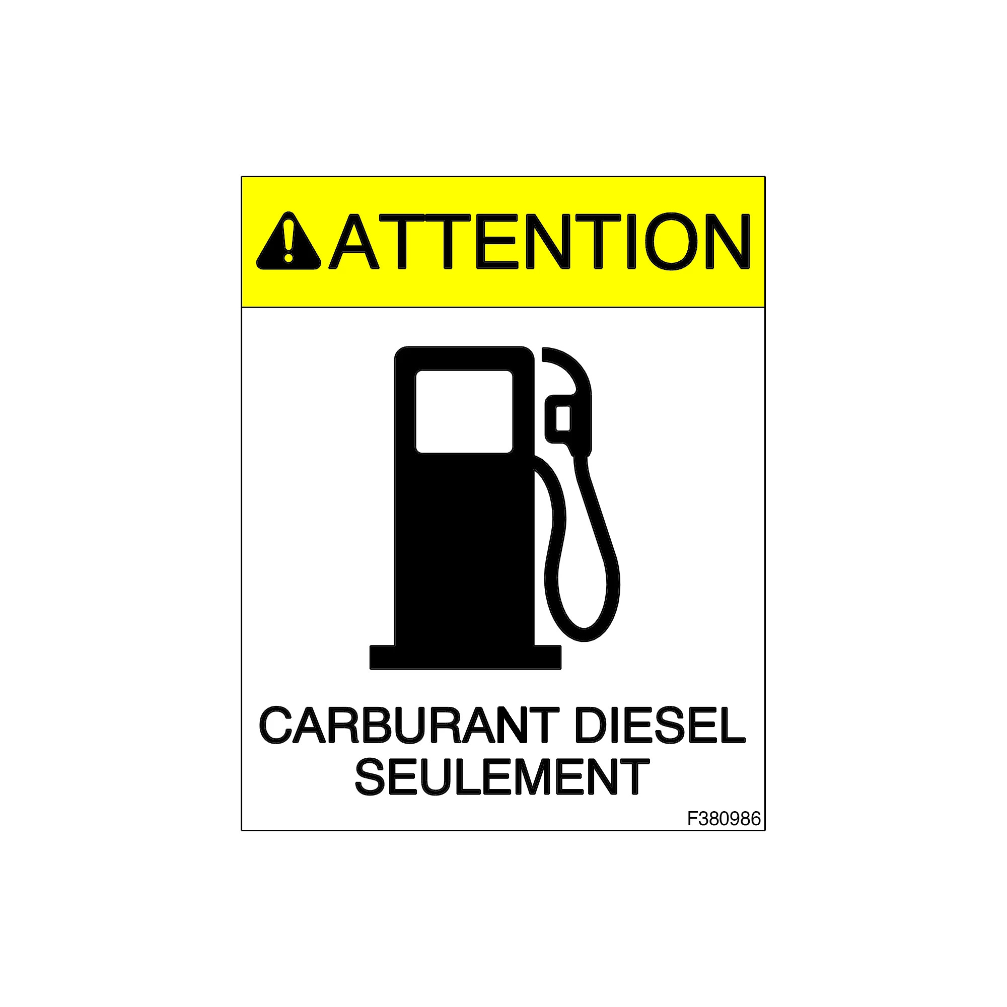 John Deere Diesel Fuel Label, French - F380986