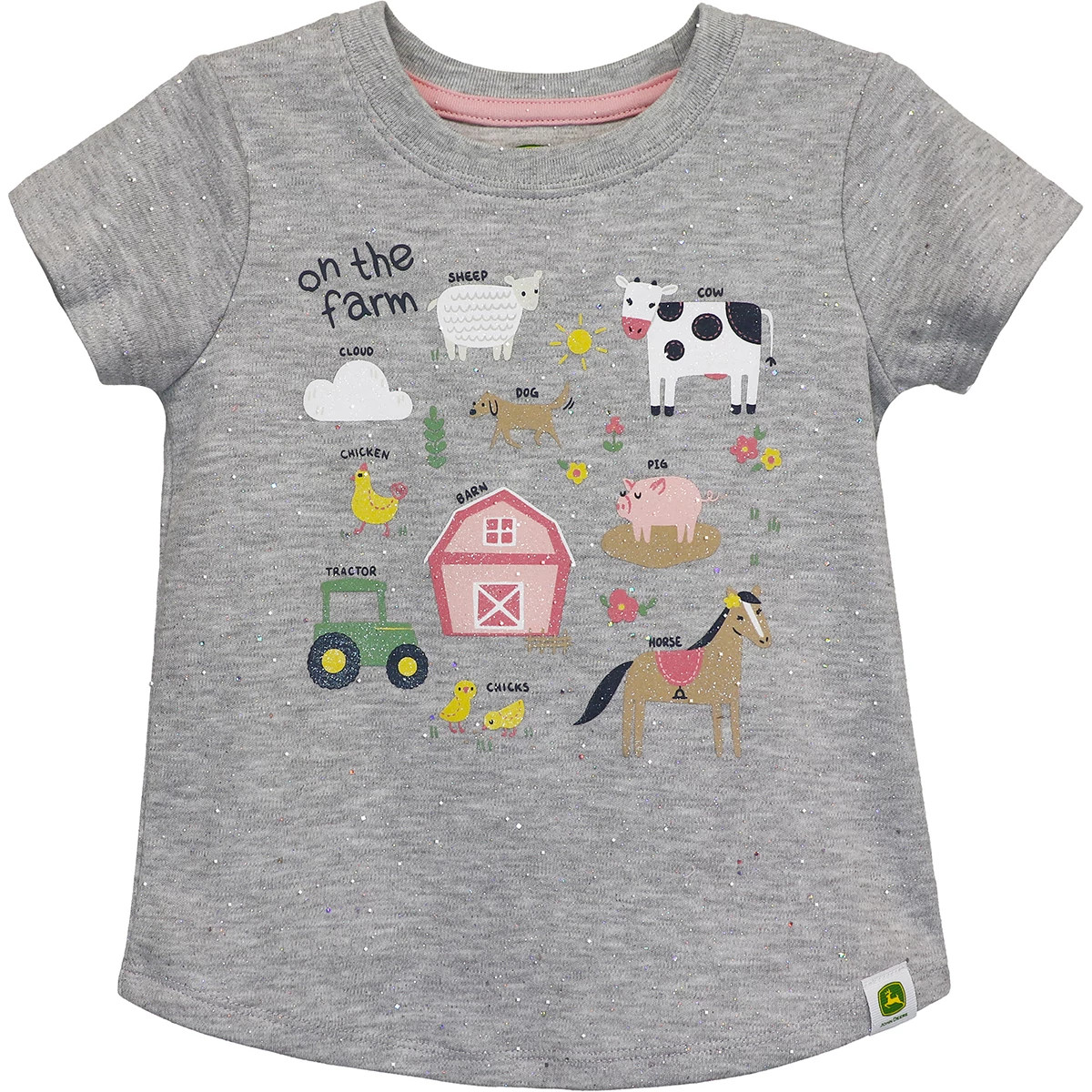 Toddler Gray Glitter On The Farm T-Shirt