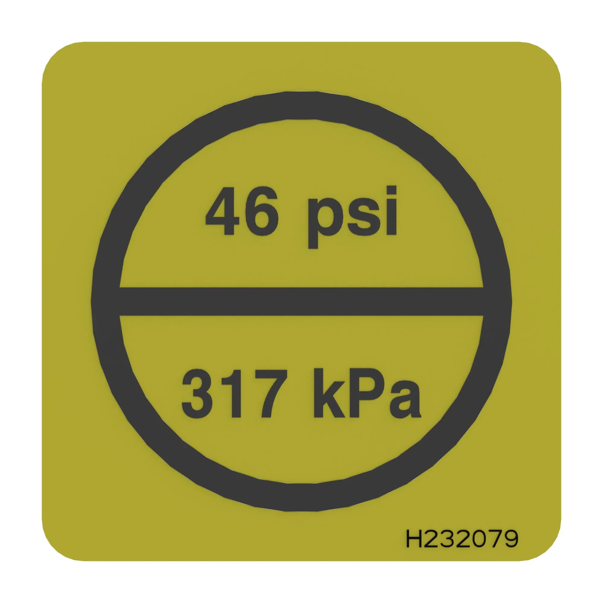 John Deere Tire Pressure Label, 46 Psi - H232079
